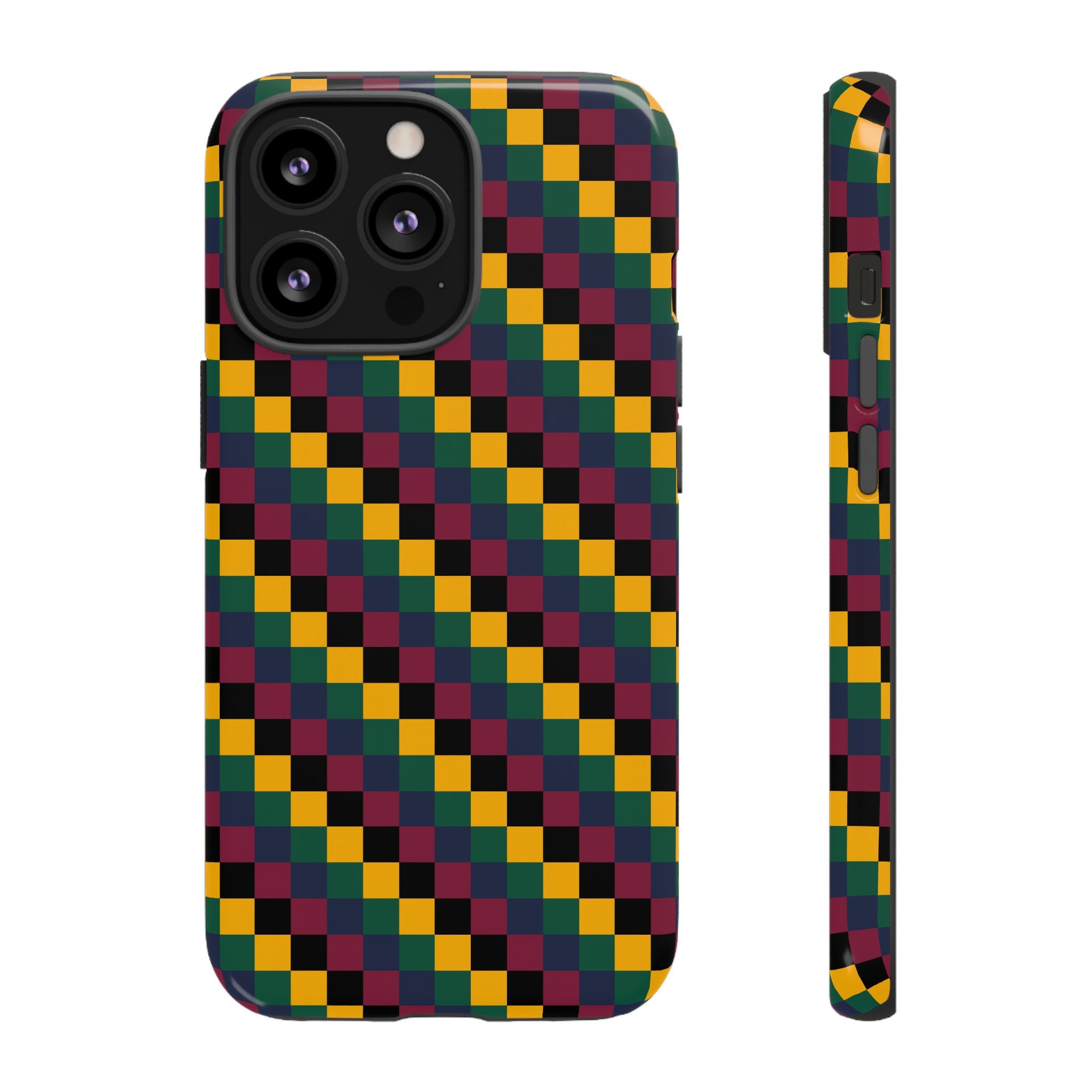 Colorful Checkered Phone Case, Tough Phone Cover, Unique Phone Accessory, Geometric Design, Gift for Tech Lovers, Stylish Protection