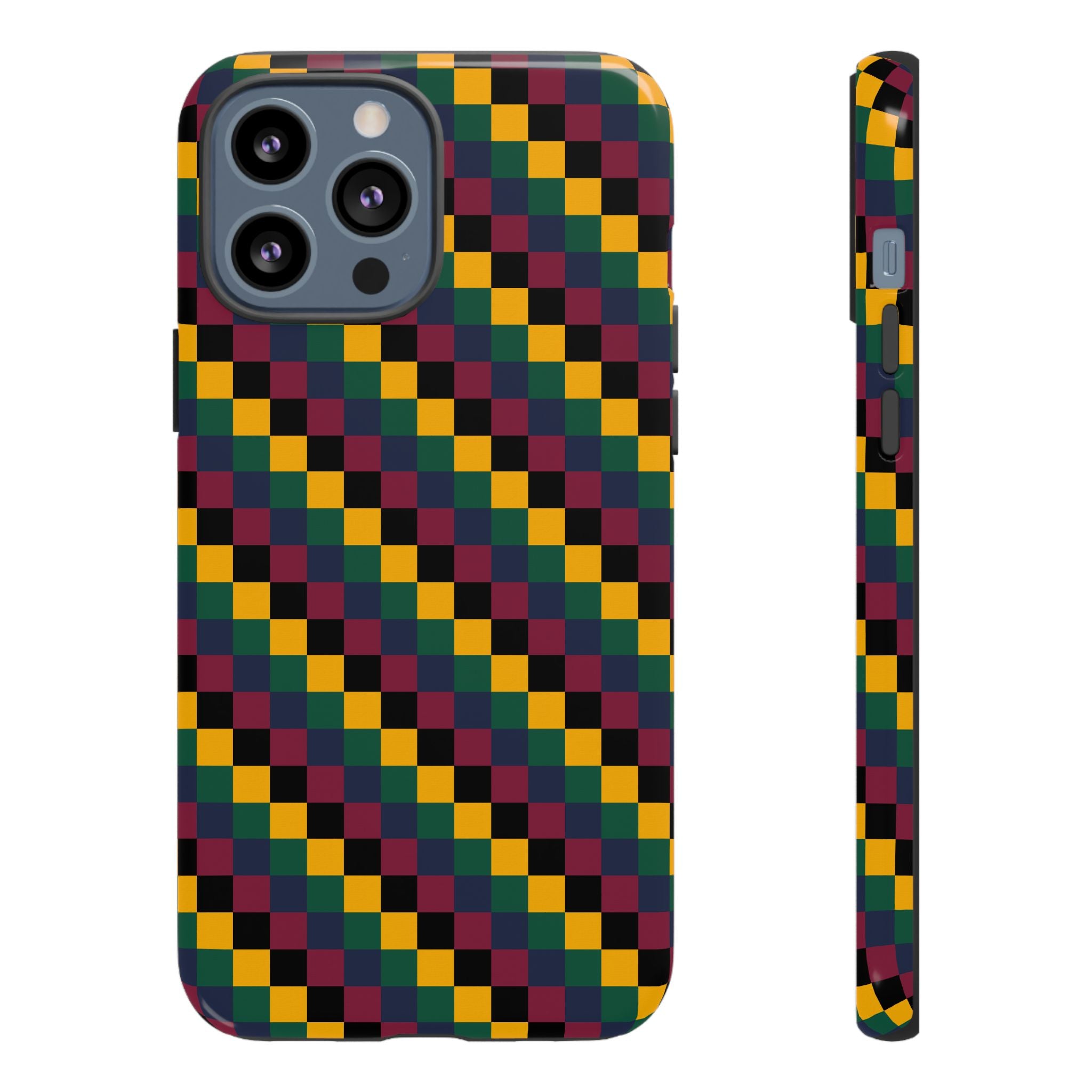 Colorful Checkered Phone Case, Tough Phone Cover, Unique Phone Accessory, Geometric Design, Gift for Tech Lovers, Stylish Protection