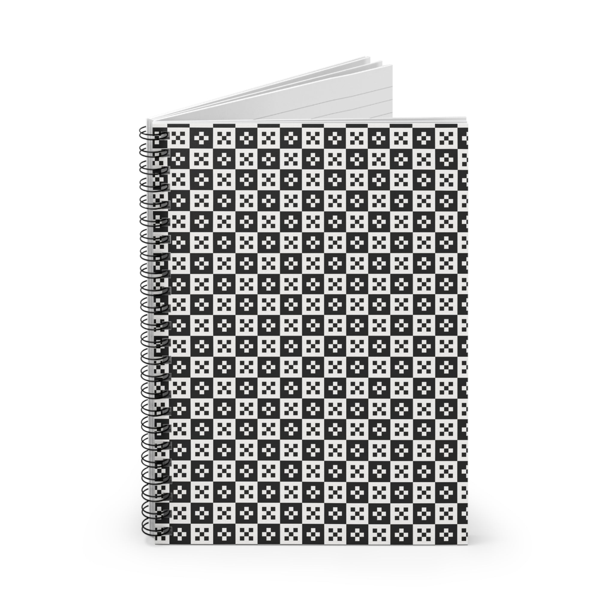 Chic Black & White Spiral Notebook - Stylish Journal for Note-Taking, Gift for Students, Minimalist Office Supplies, Modern Decor, Planner