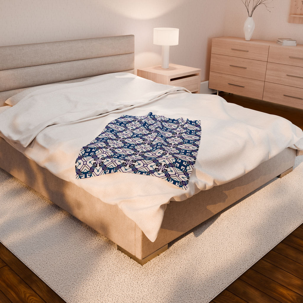 Geometric Pattern Velveteen Plush Blanket, Cozy Home Decor, Gift for Winter, Soft Throw for Sofa, Unique Bedding, Warm Quilt