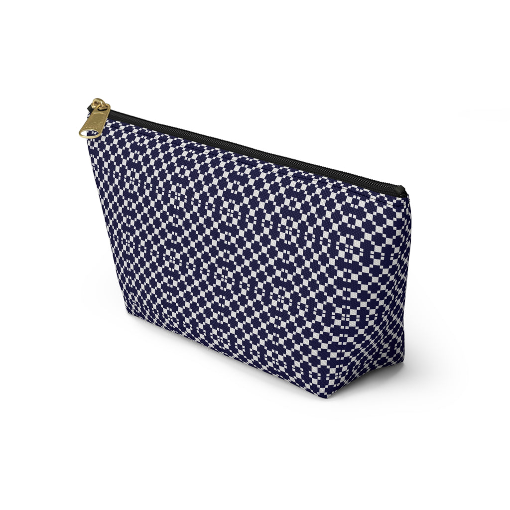Navy Patterned Accessory Pouch, Makeup Bag, Toiletry Organizer, Gift for Her, Travel Essentials, Stylish Storage
