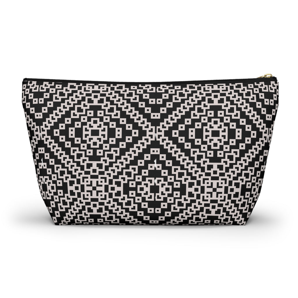 Stylish Geometric Accessory Pouch | Makeup Bag, Travel Organizer, Gift for Her, Chic Storage, Black and White Clutch