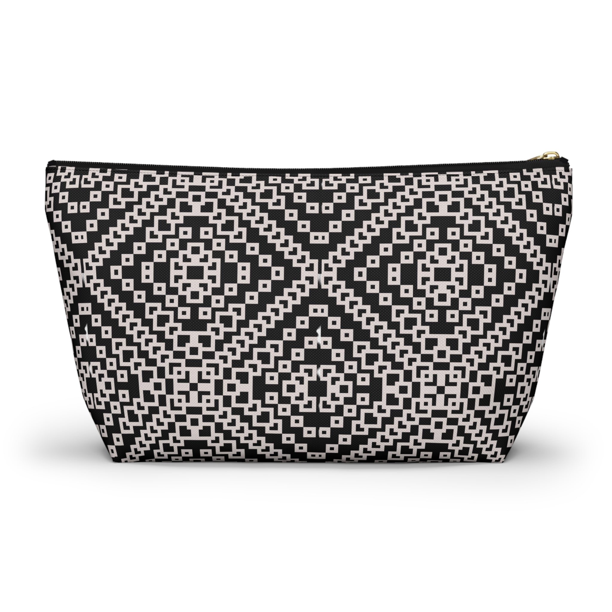 Stylish Geometric Accessory Pouch | Makeup Bag, Travel Organizer, Gift for Her, Chic Storage, Black and White Clutch