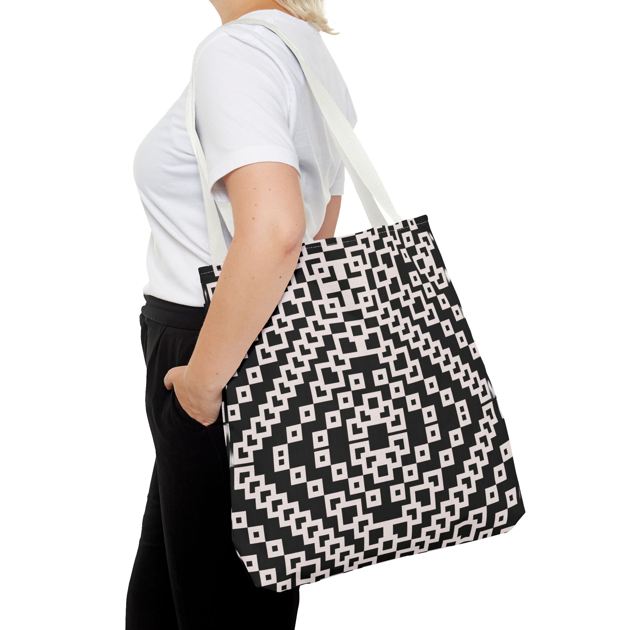 Chic Black and White Geometric Tote Bag | Stylish Everyday Carryall, Reusable Grocery Bag, Fashion Accessory, Gift for Her, Travel Tote