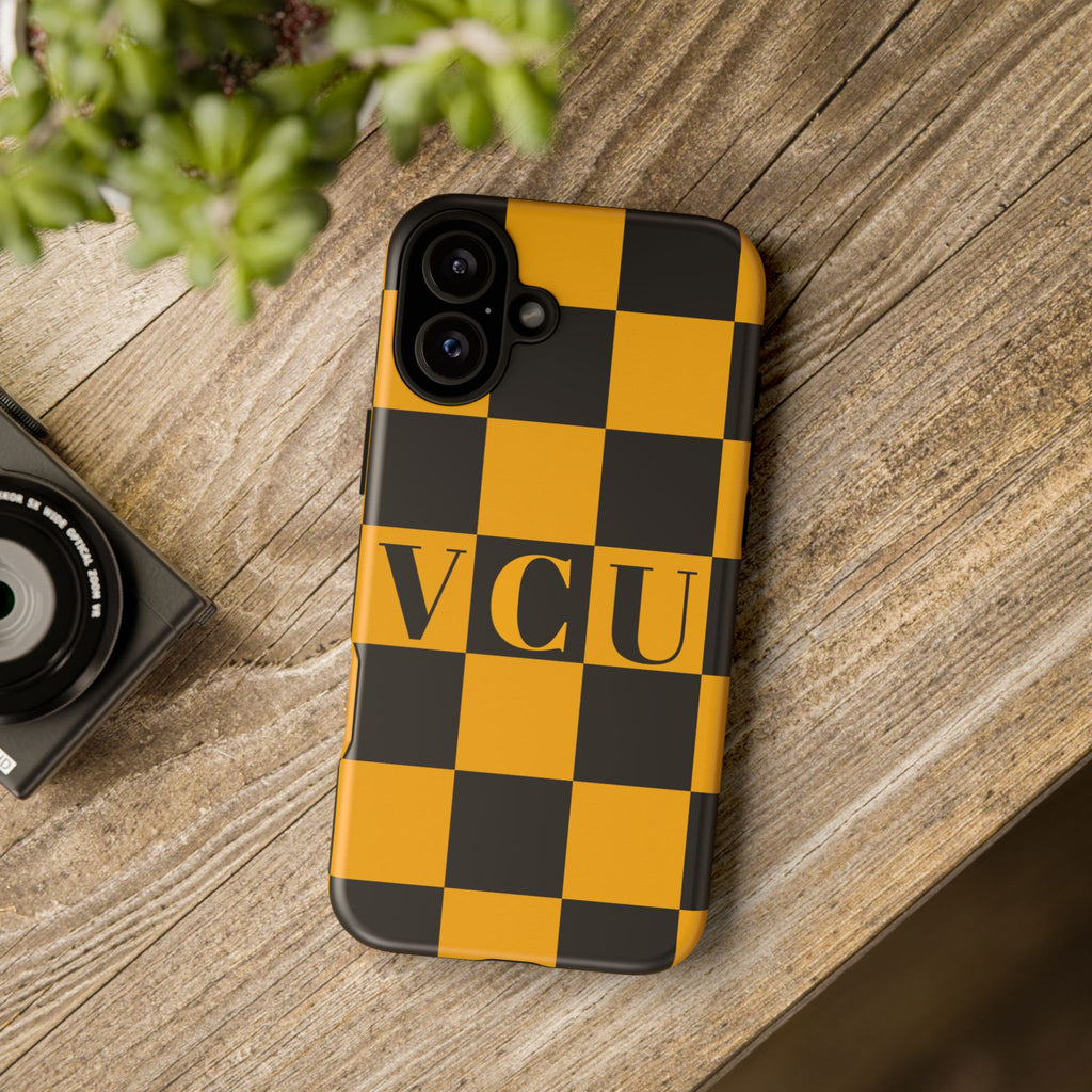 VCU Checkered Phone Case, Tough Cases for VCU Fans, College Student Gear, Sports Team Accessory, Unique Gift Idea