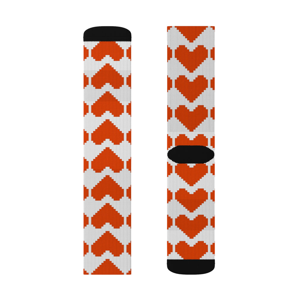 Heart Pattern Sublimation Socks - Fun Gift for Loved Ones, Cozy Footwear for Valentine's Day, Cute Casual Wear, Unique Accessories
