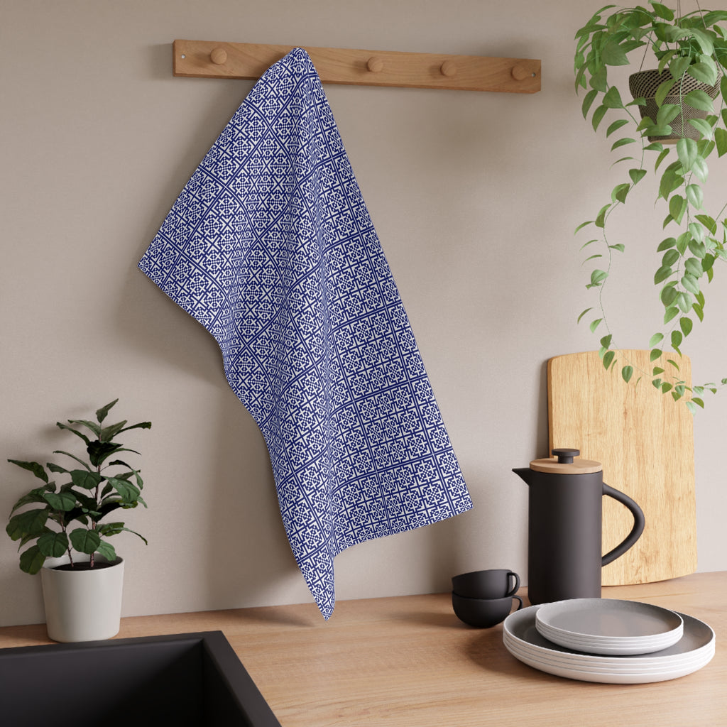 Stylish Cotton Tea Towels, Decorative Kitchen Towels, Home Decor, Gift for Hostess, Kitchen Accessories, Blue Pattern