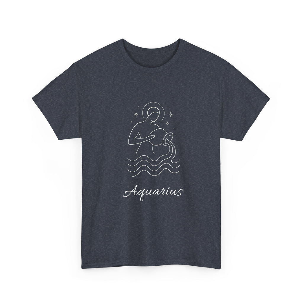 Aquarius Unisex Heavy Cotton Tee, Astrology Shirt, Zodiac Tee, Birthday Gift, Horoscope Apparel, Casual Wear