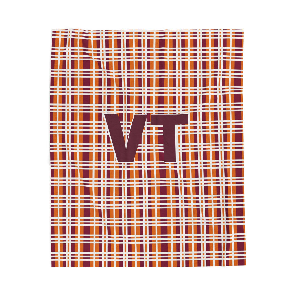 VT Monogram Velveteen Plush Blanket, Cozy Throw for Home, Personalized Gift for Graduates, Snuggle Up for Winter