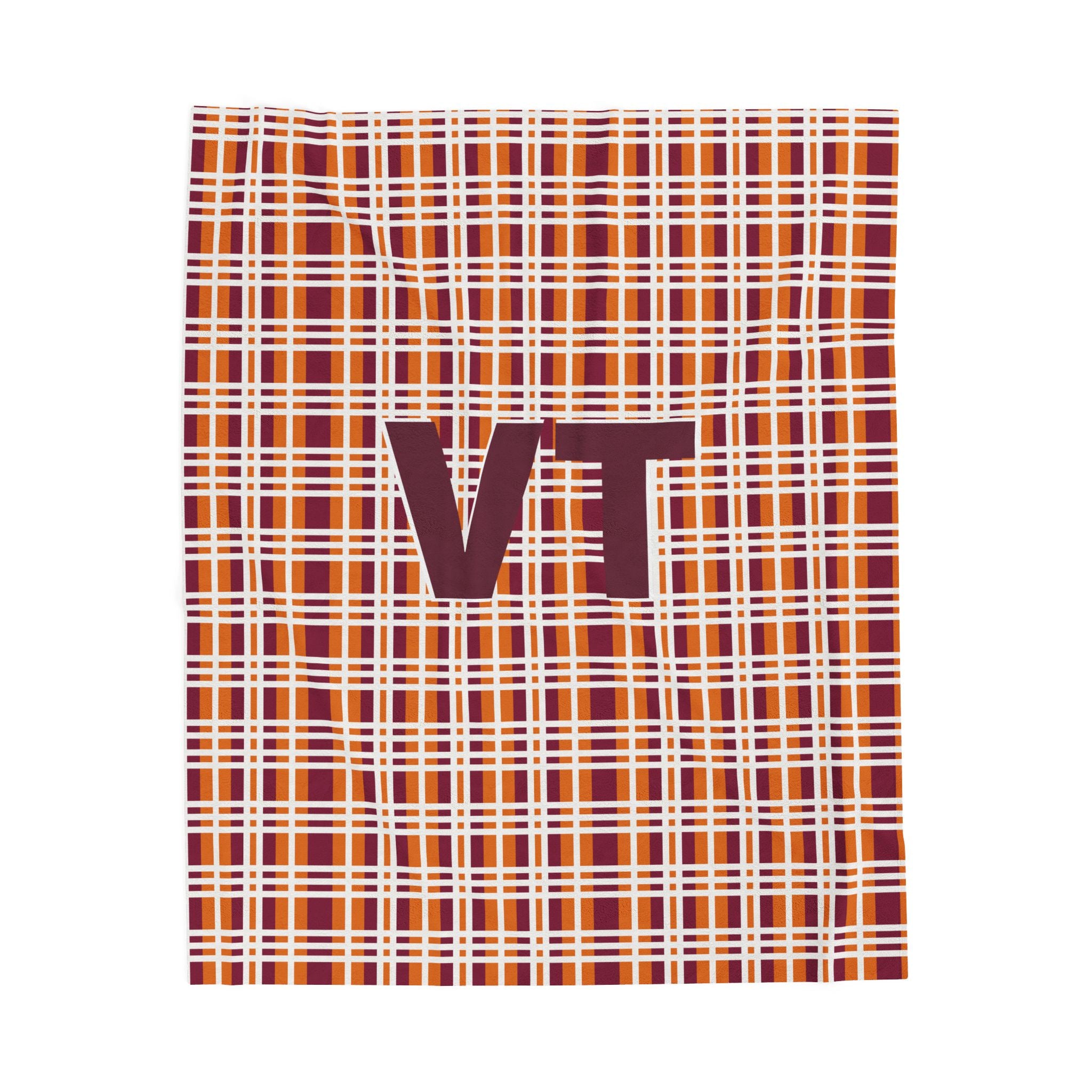 VT Monogram Velveteen Plush Blanket, Cozy Throw for Home, Personalized Gift for Graduates, Snuggle Up for Winter