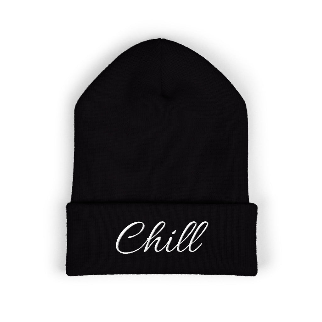 Chill Embroidered Beanie, Cozy Knit Hat, Winter Accessory, Gift for Him/Her, Casual Style