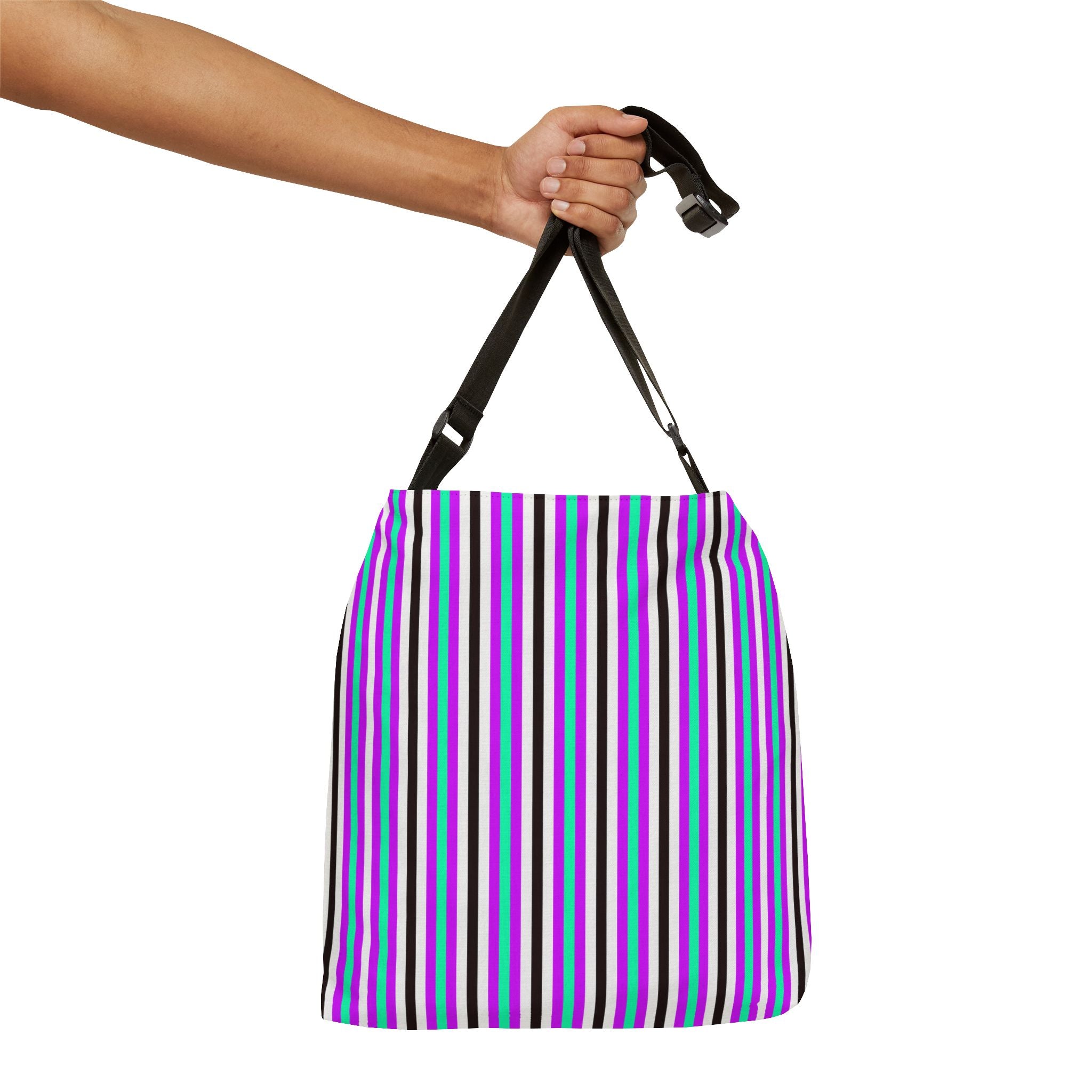 Vibrant Striped Adjustable Tote Bag for Everyday Use, Eco-Friendly Tote, Stylish Shopping Bag, Beach Bag, Gift for Her