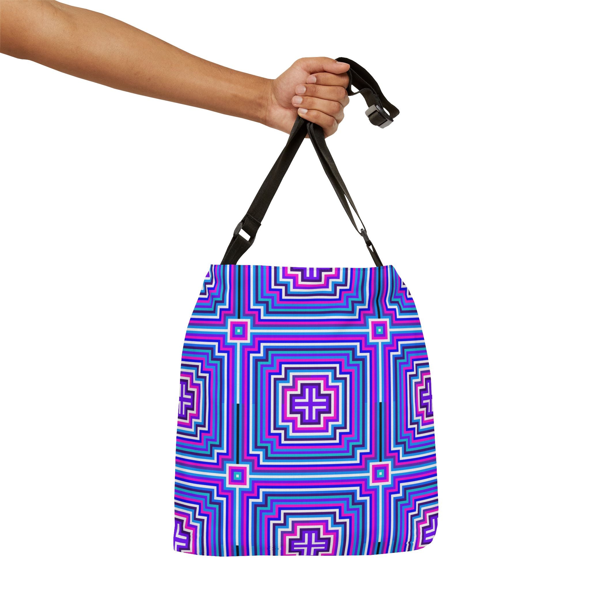 Vibrant Geometric Tote Bag, Adjustable Tote for Everyday Use, Stylish Shopping Bag, Boho Chic Messenger Bag, Perfect Gift for Any Occasion