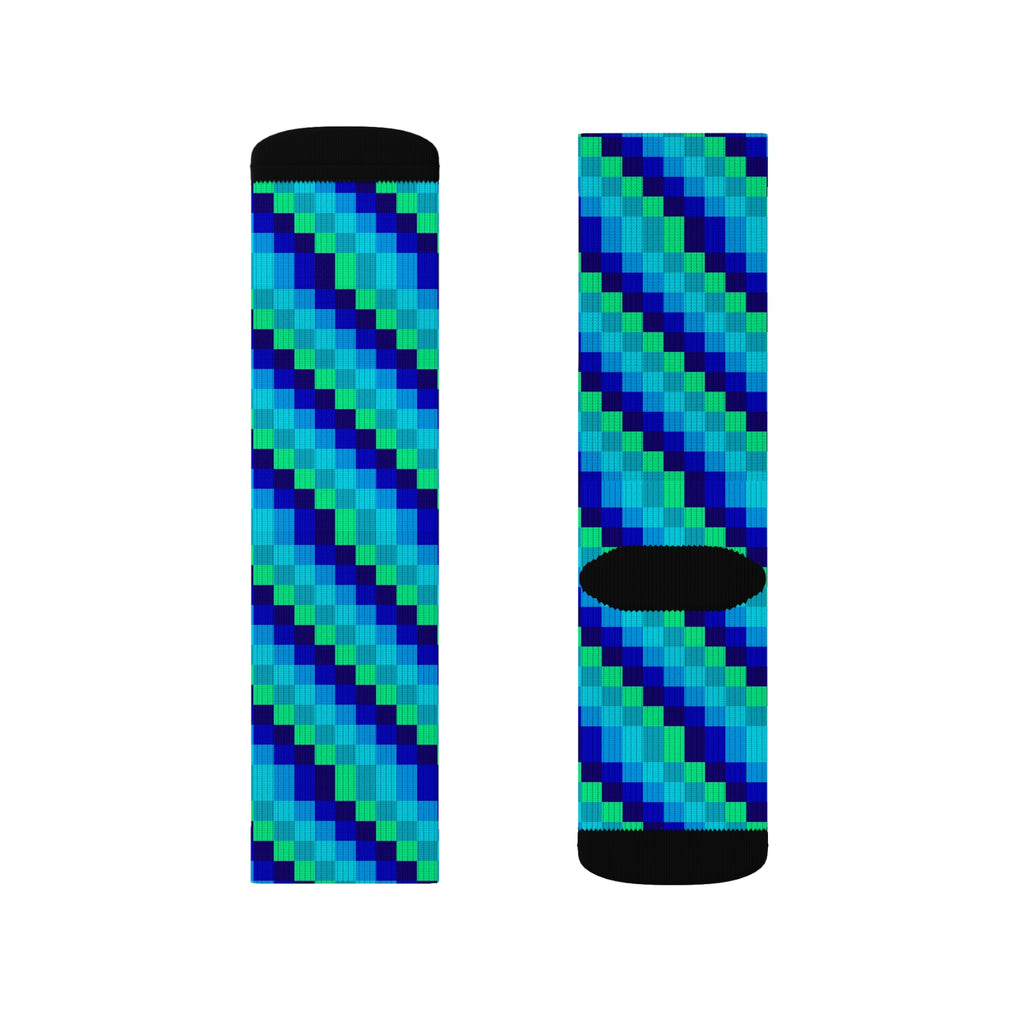 Colorful Geometric Sublimation Socks, Comfortable Fashionable Socks, Unique Gift Socks, Playful Pattern Socks, Cozy Trendy Socks