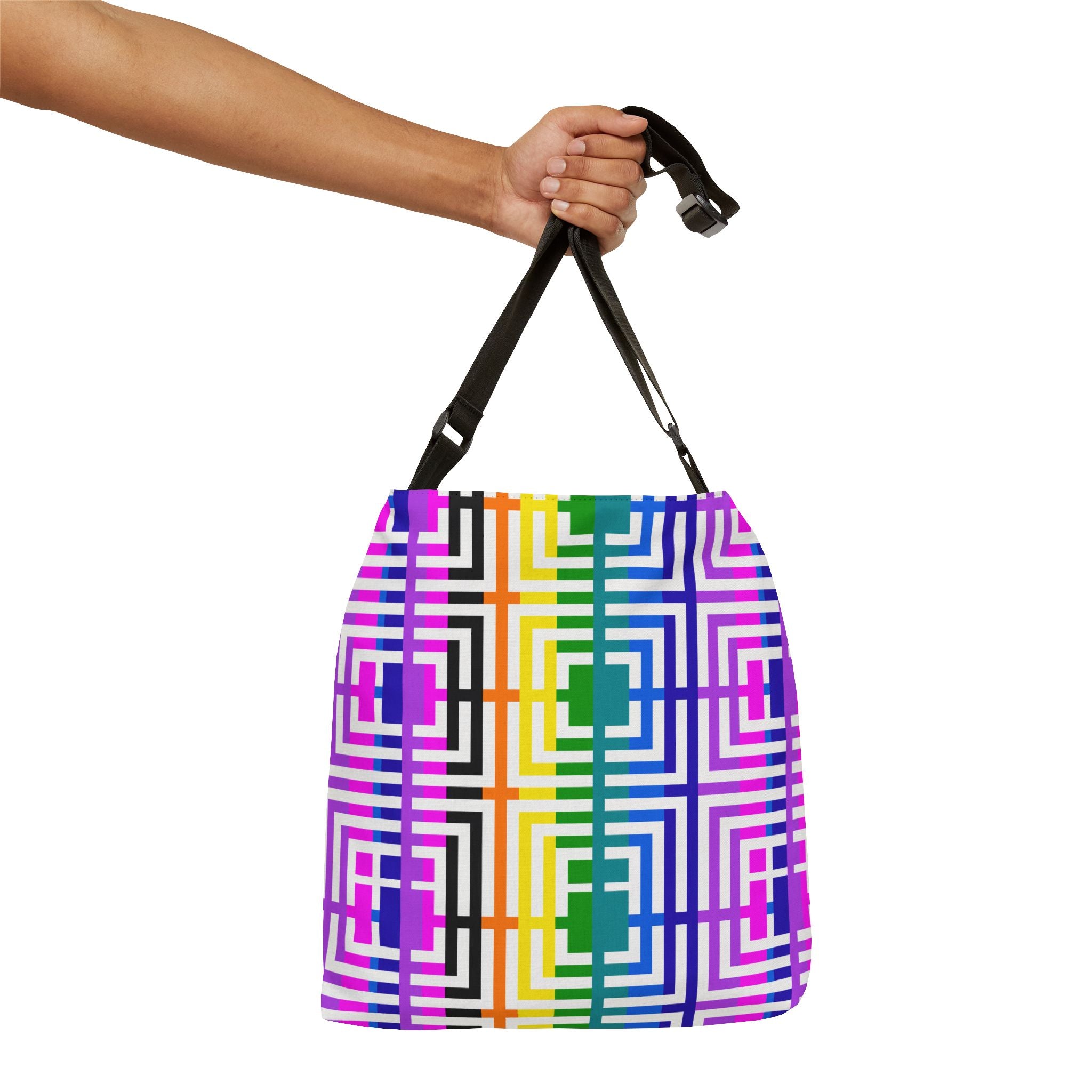 Vibrant Adjustable Tote Bag - Geometric Pattern, Perfect for Shopping, Travel, Beach, or Everyday Use, Unique Gift Idea