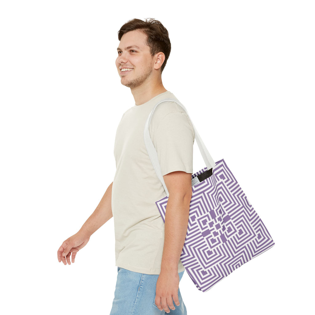 Geometric Pattern Tote Bag - Stylish Reusable Shopping Bag, Eco-Friendly Gift, Fashion Accessory, Purple Art Design, Everyday Use