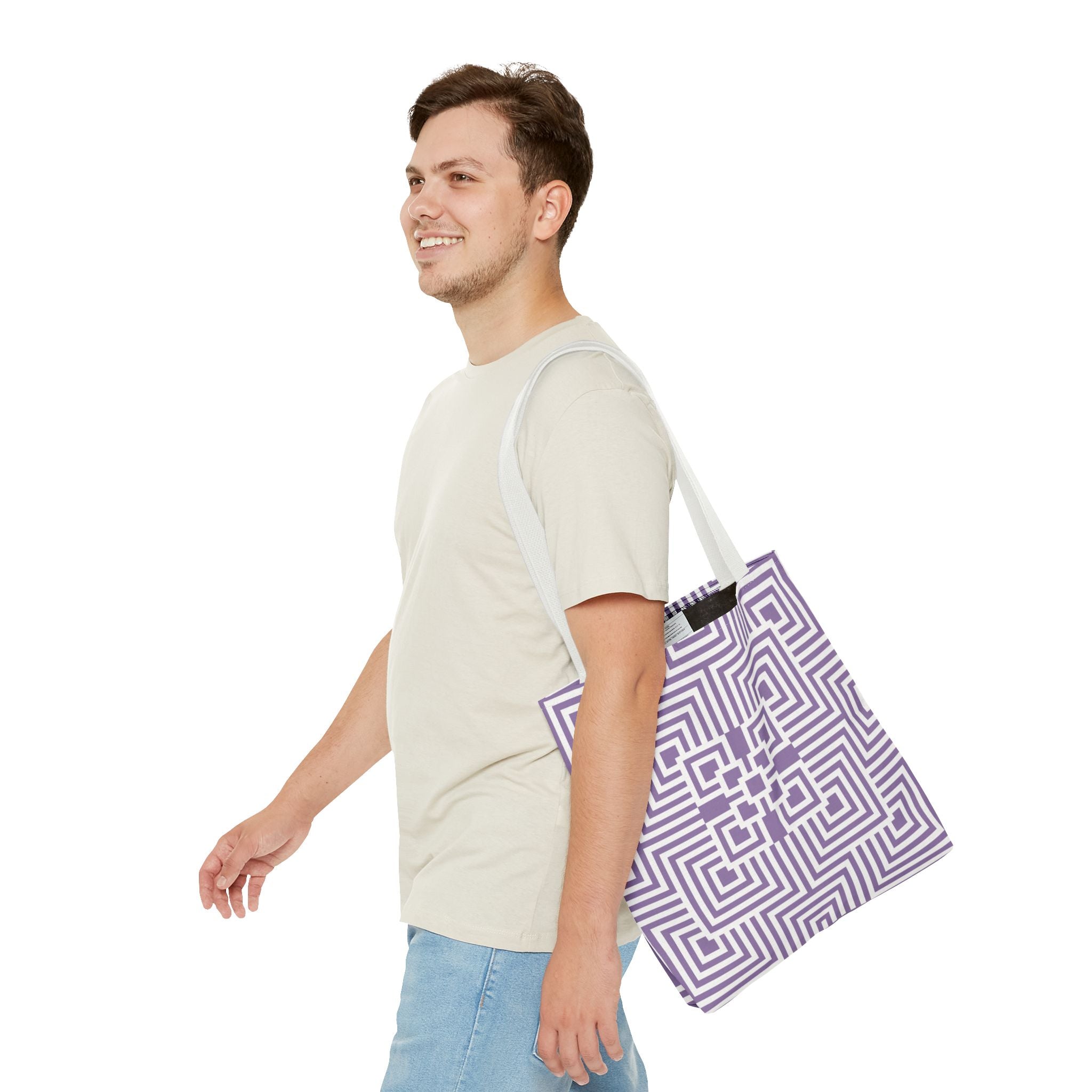 Geometric Pattern Tote Bag - Stylish Reusable Shopping Bag, Eco-Friendly Gift, Fashion Accessory, Purple Art Design, Everyday Use