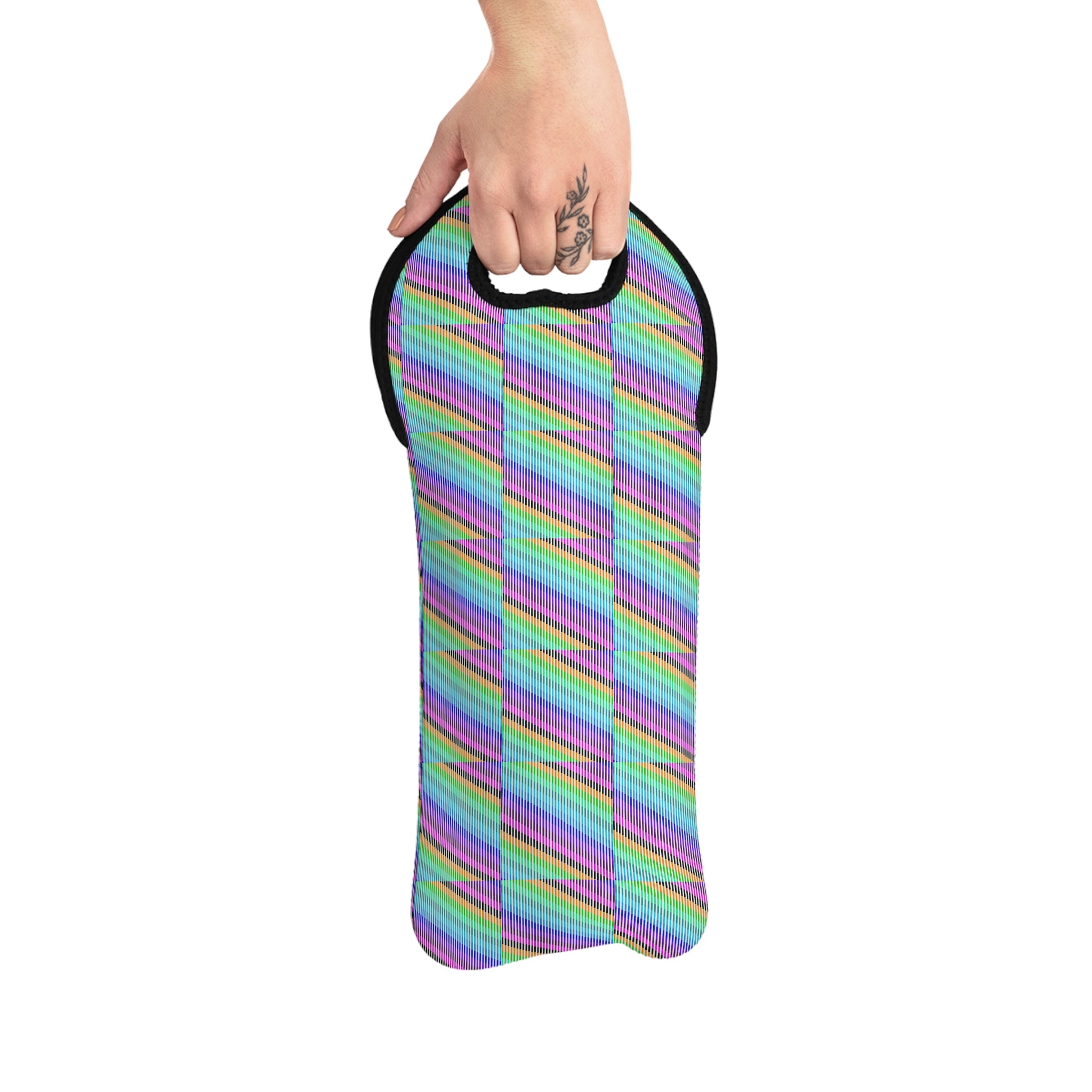 Colorful Zigzag Wine Tote Bag, Eco-friendly Wine Carrier, Picnic Essential, Wine Gifts, Rainbow Wine Bag, Outdoor Adventures