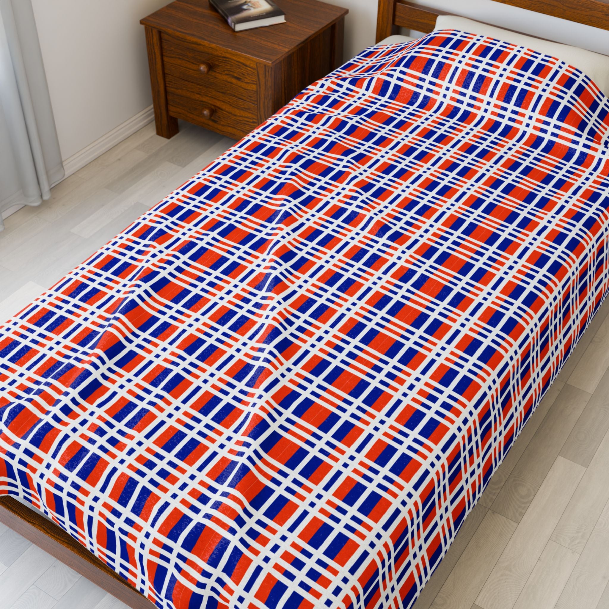 Florida Plaid Velveteen Plush Blanket, Cozy Gift, Soft Throw for Home Decor, Florida State Pride, Perfect for Beach Lovers