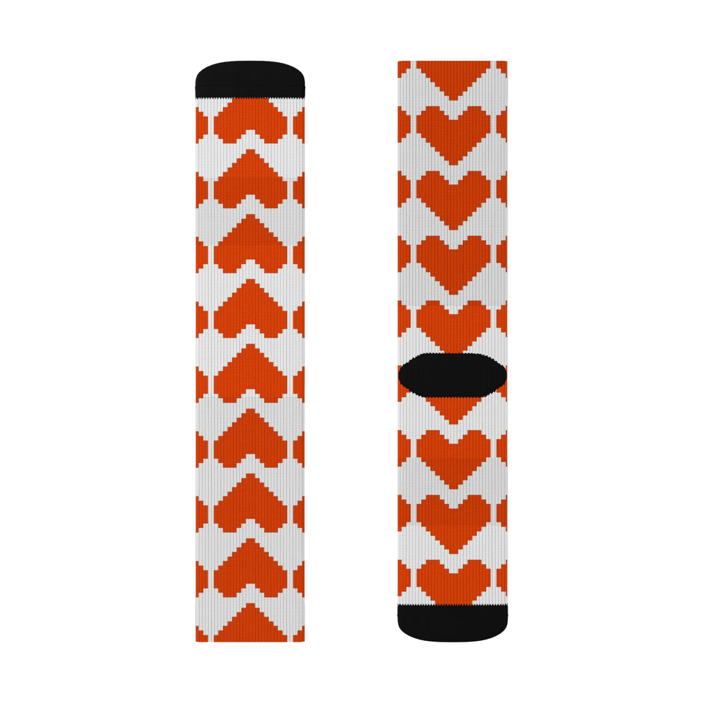 Heart Pattern Sublimation Socks - Fun Gift for Loved Ones, Cozy Footwear for Valentine's Day, Cute Casual Wear, Unique Accessories