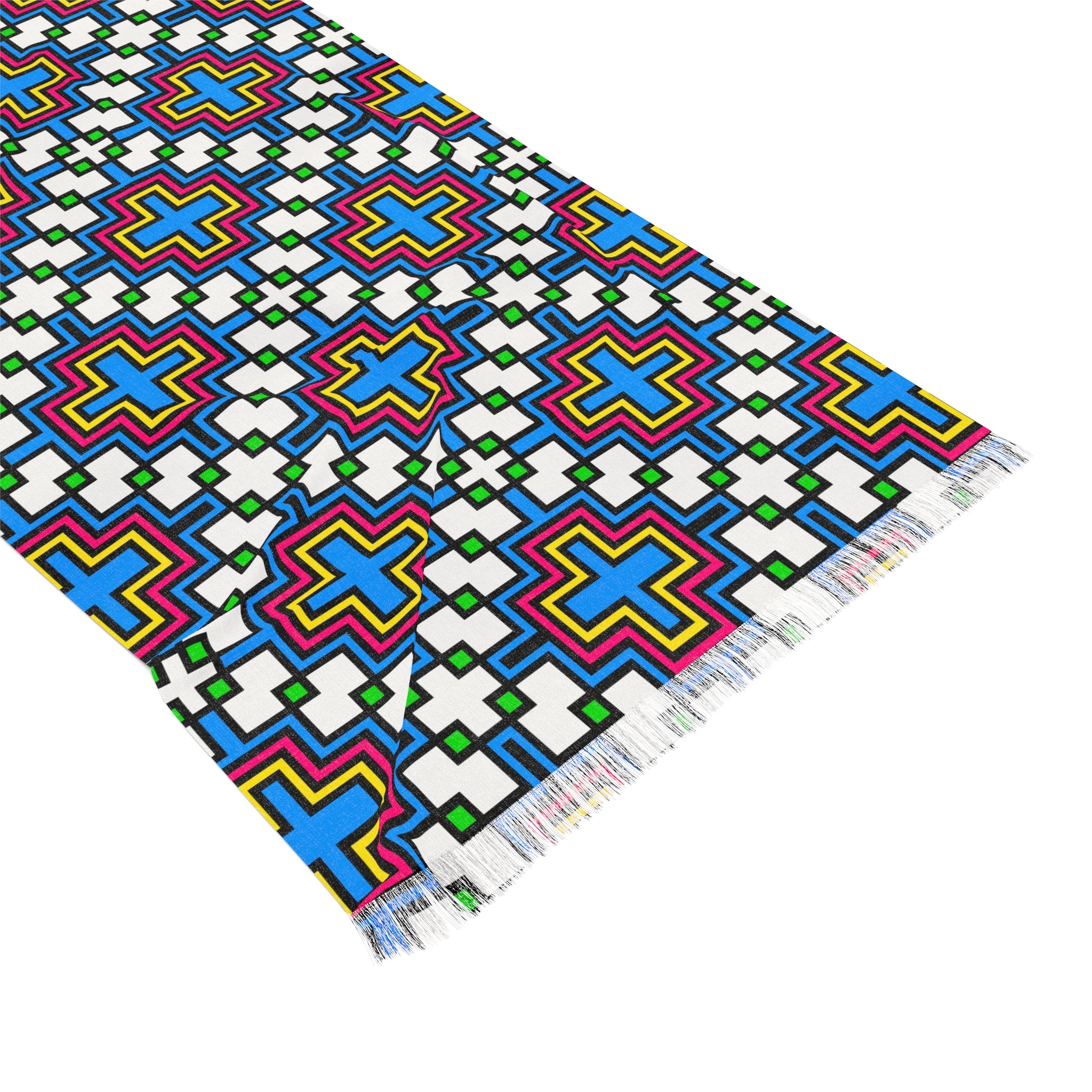Colorful Geometric Light Scarf, Stylish Wrap for All Seasons, Perfect for Spring/Summer, Boho Chic Accessory, Gift for Her