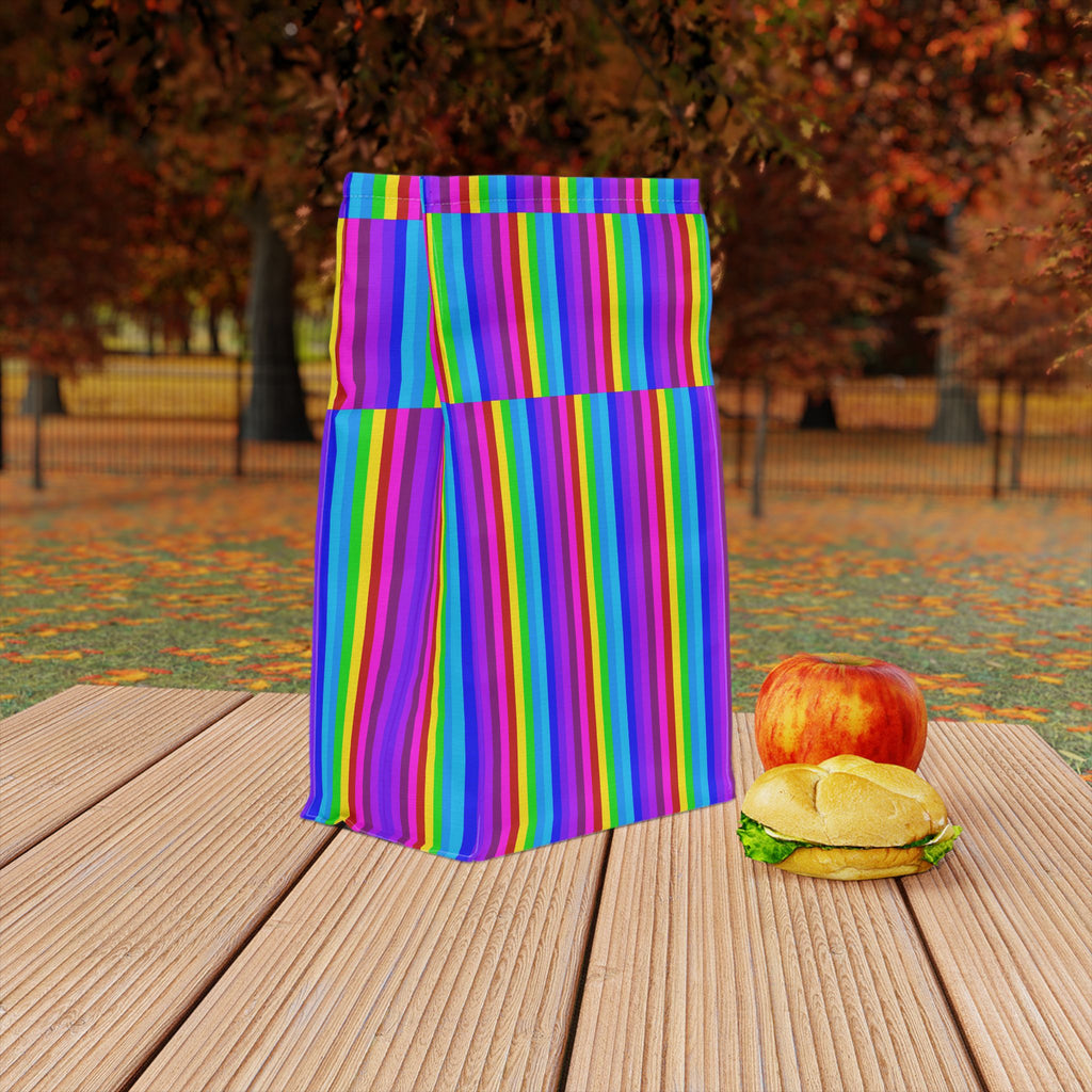 Vibrant Striped Lunch Bag, Colorful Insulated Tote, Fun Meal Prep Bag, Stylish Kids Lunchbox, Eco-Friendly Food Carrier
