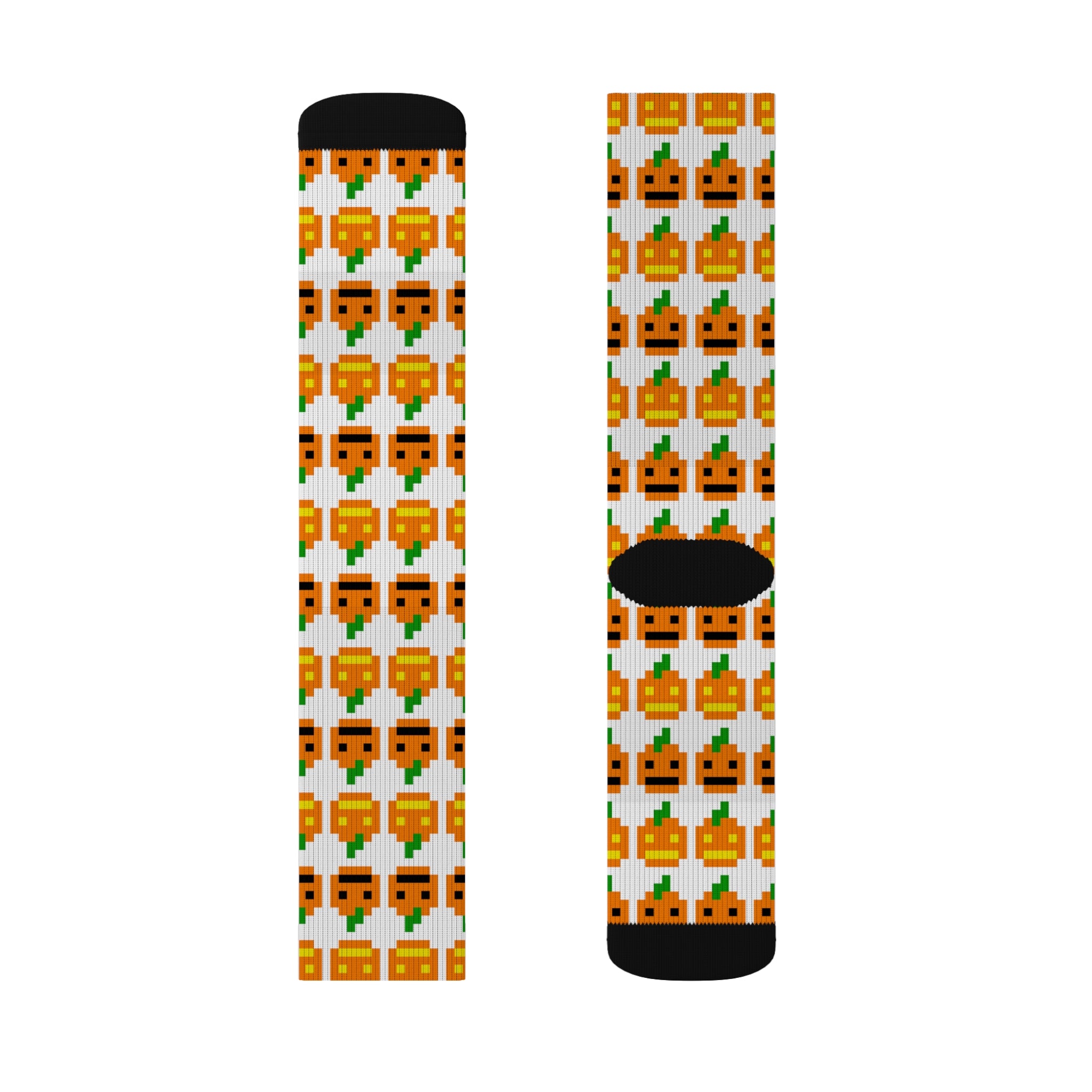 Festive Pumpkin Pattern Socks, Fun Fall Fashion, Gift for Halloween, Cozy Autumn Wear, Sublimation Design Socks