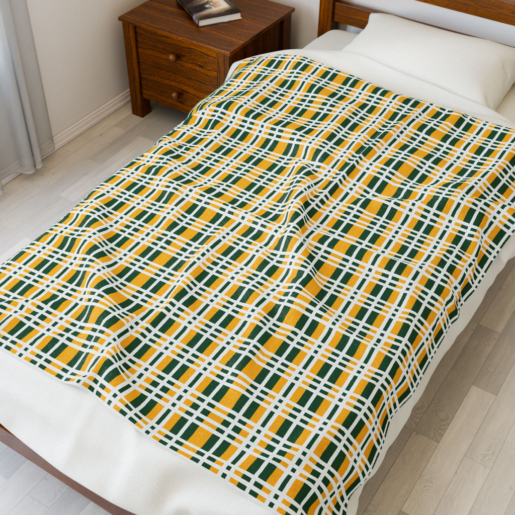 Cozy Velveteen Plush Blanket for GMU Fans, Soft Throw, Year-Round Comfort, Holiday Gift, Home Decor, Warm Lounge Essential