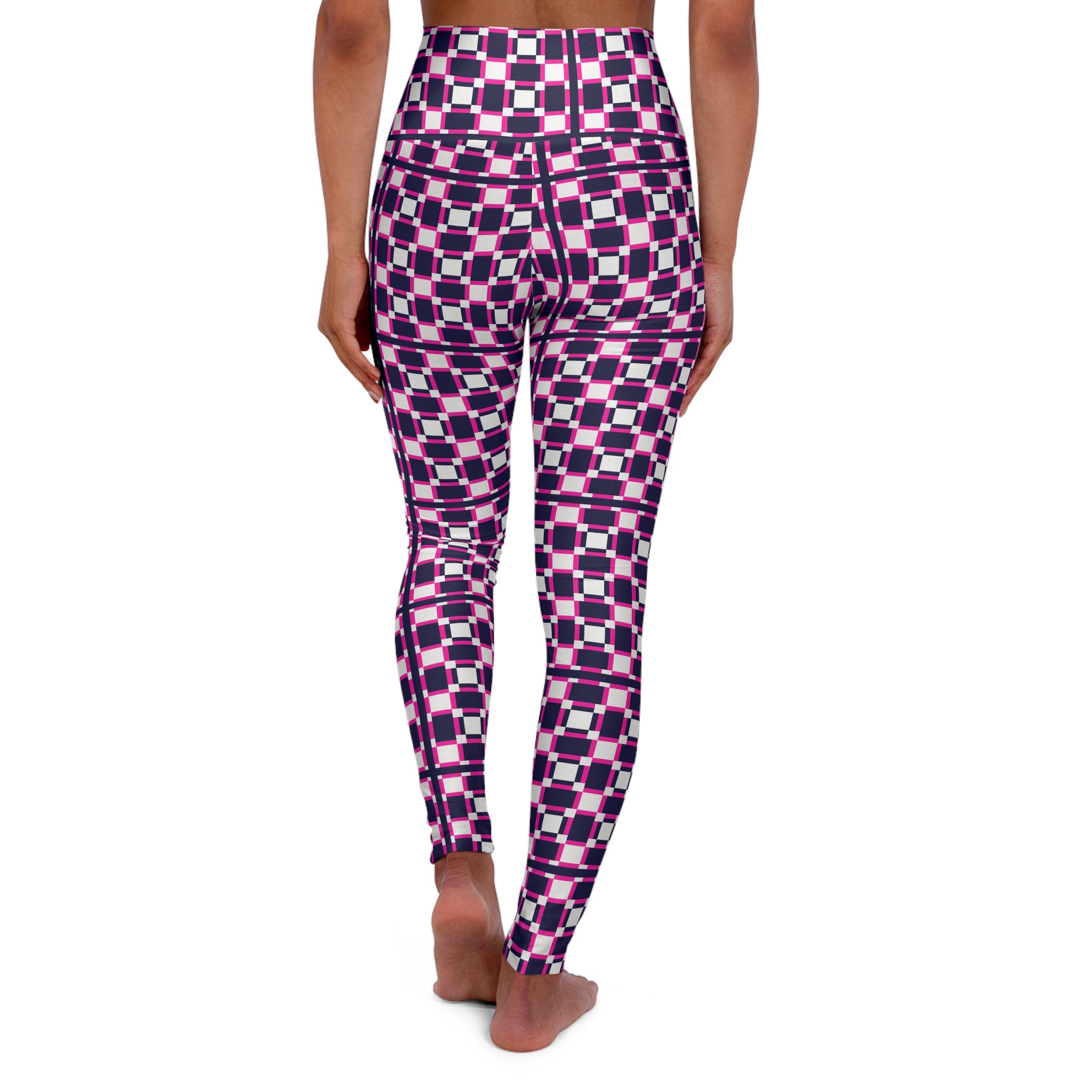 High Waisted Yoga Leggings - Vibrant Checkered Print, Exercise Pants, Athleisure Wear, Gift for Fitness Lovers, Gym Leggings