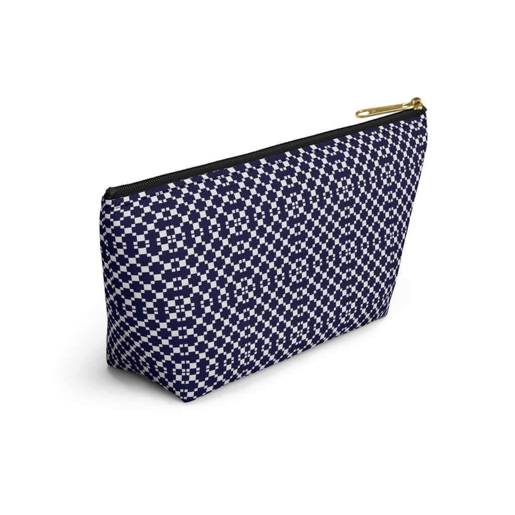 Navy Patterned Accessory Pouch, Makeup Bag, Toiletry Organizer, Gift for Her, Travel Essentials, Stylish Storage