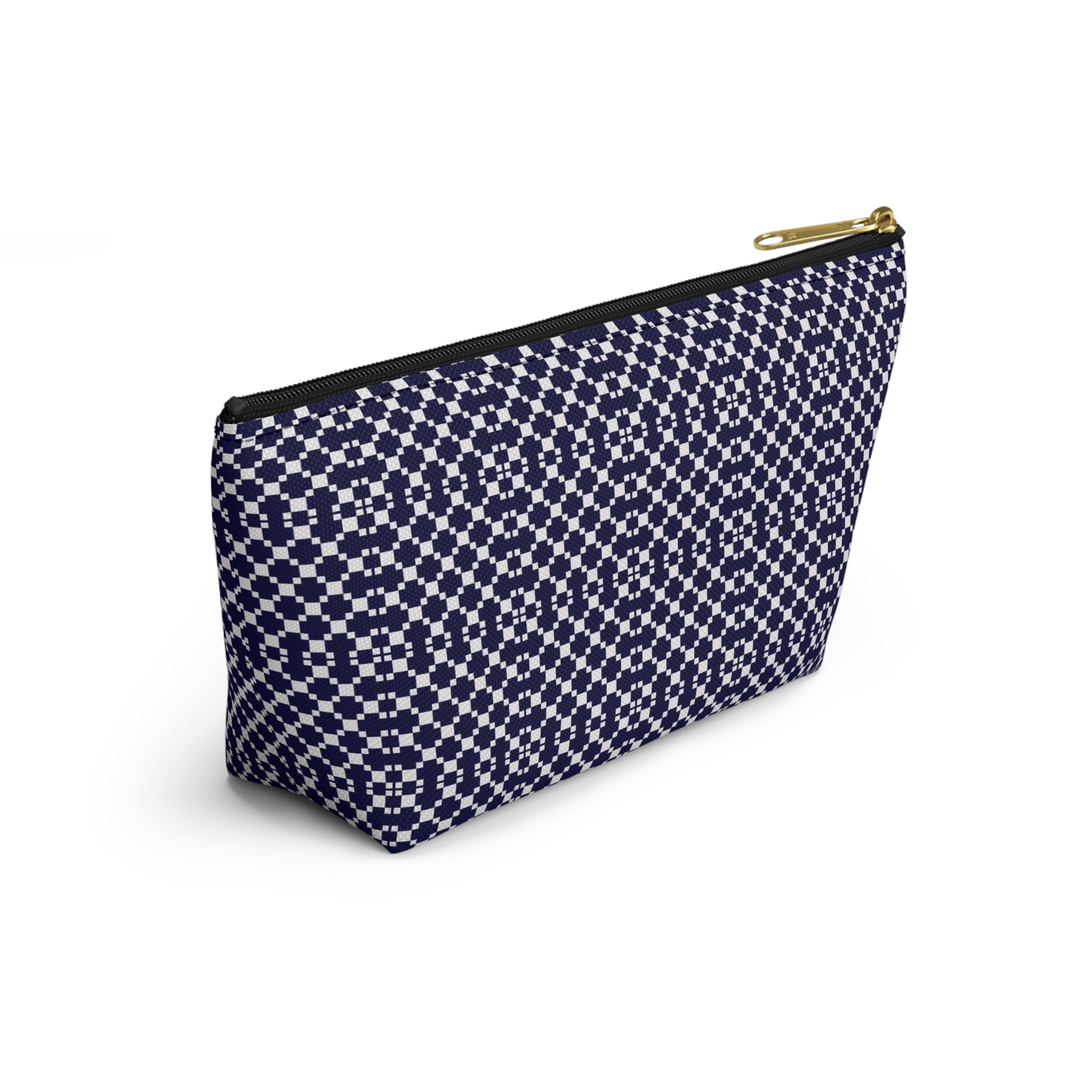 Navy Patterned Accessory Pouch, Makeup Bag, Toiletry Organizer, Gift for Her, Travel Essentials, Stylish Storage