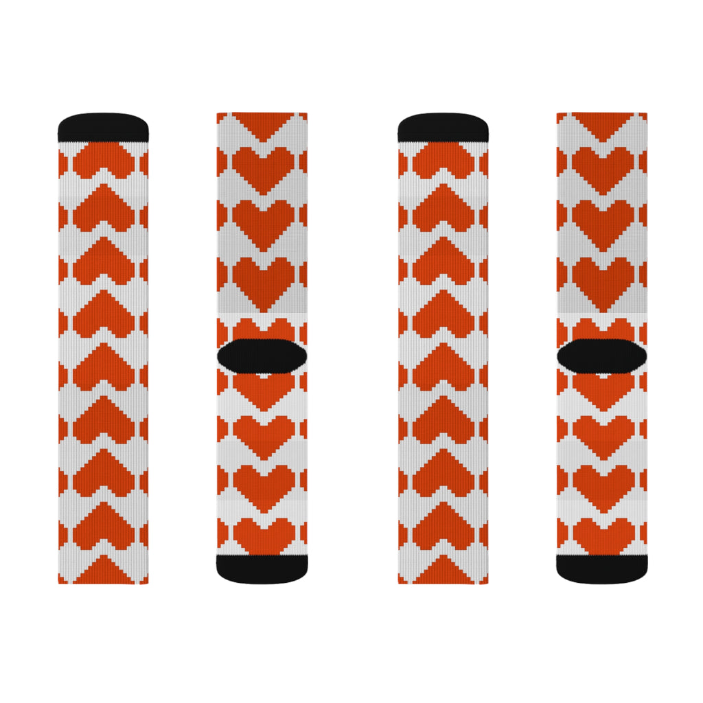 Heart Pattern Sublimation Socks - Fun Gift for Loved Ones, Cozy Footwear for Valentine's Day, Cute Casual Wear, Unique Accessories