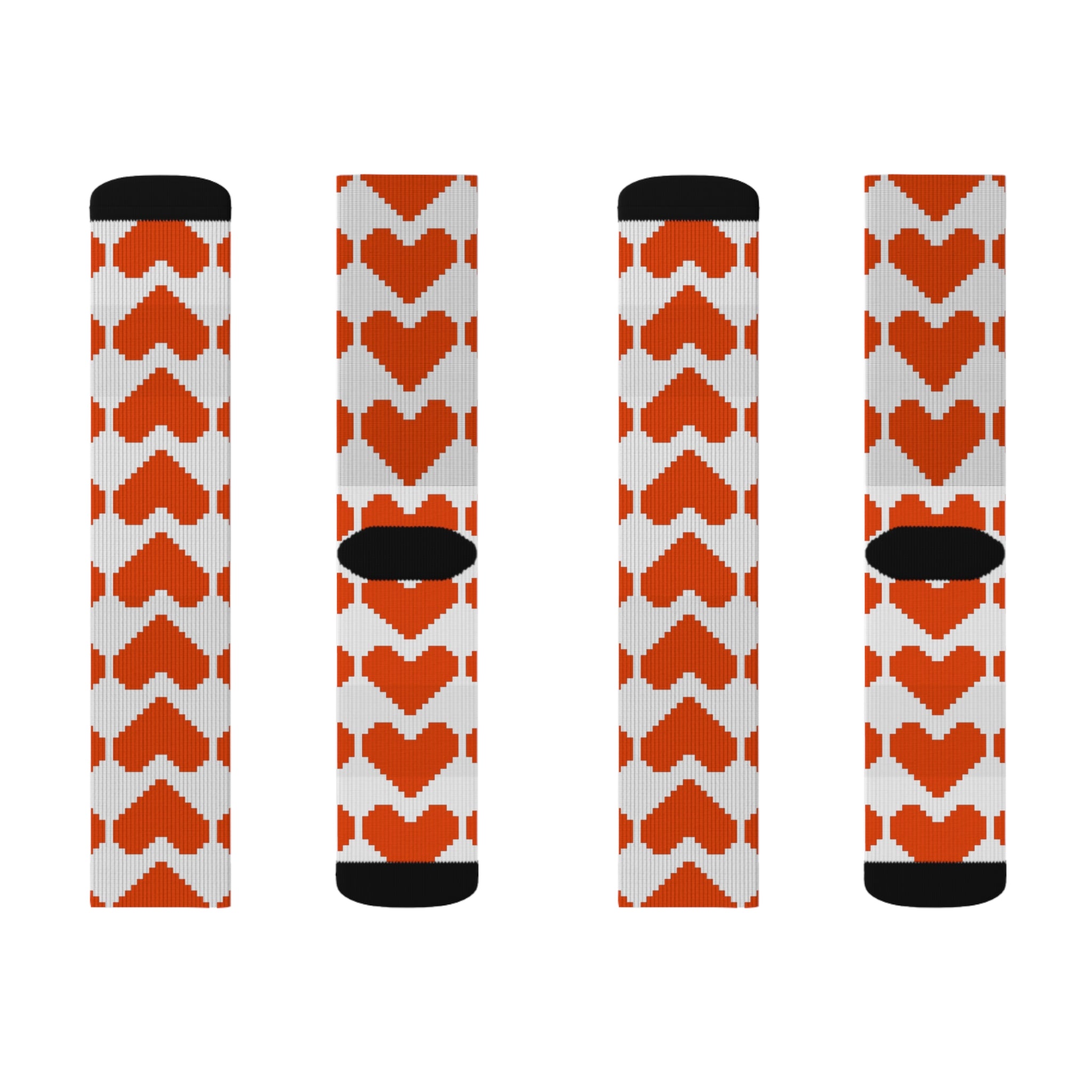 Heart Pattern Sublimation Socks - Fun Gift for Loved Ones, Cozy Footwear for Valentine's Day, Cute Casual Wear, Unique Accessories