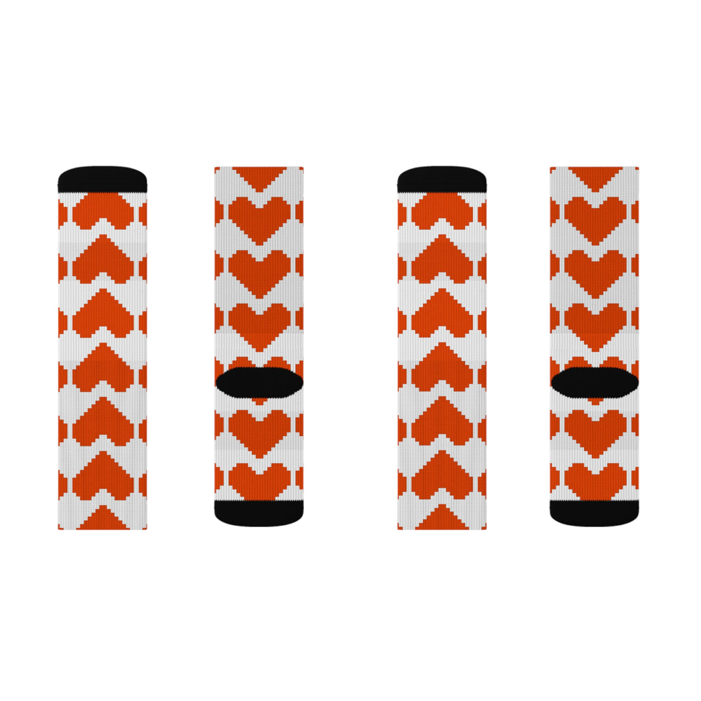 Heart Pattern Sublimation Socks - Fun Gift for Loved Ones, Cozy Footwear for Valentine's Day, Cute Casual Wear, Unique Accessories