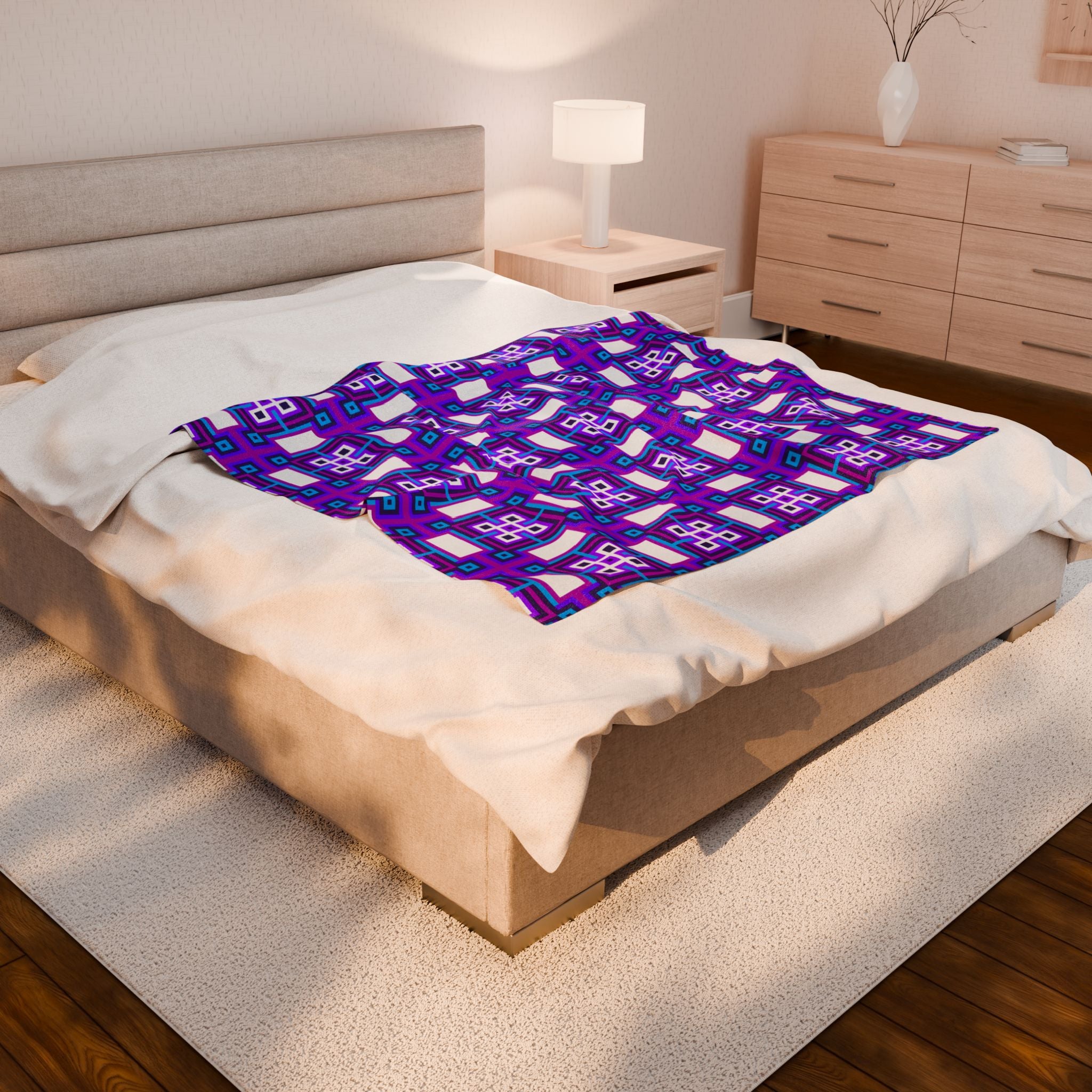 Vibrant Geometric Plush Blanket - Cozy Home Decor, Gift for Her, Unique Throw for Kids, Comfortable Lounge Accessory, Warm Soft Blanket