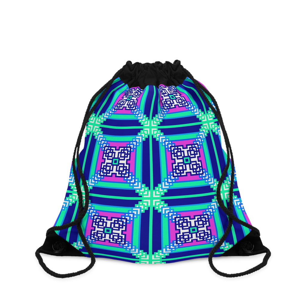 Vibrant Geometric Drawstring Bag, Sports Bag, Gym Sack, Gift for Her, Summer Outing, Travel Accessory, Festival Must-Have