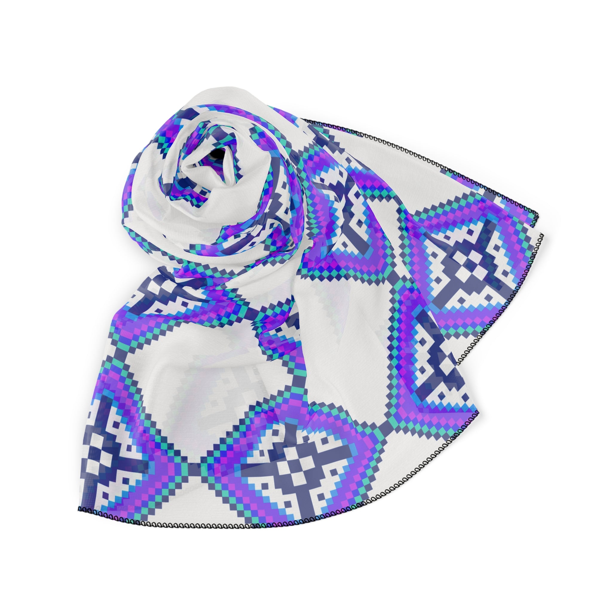 Colorful Geometric Poly Scarf, Lightweight Fashion Accessory, Gift for Her, Trendy Neck Wrap, Summer Style Statement