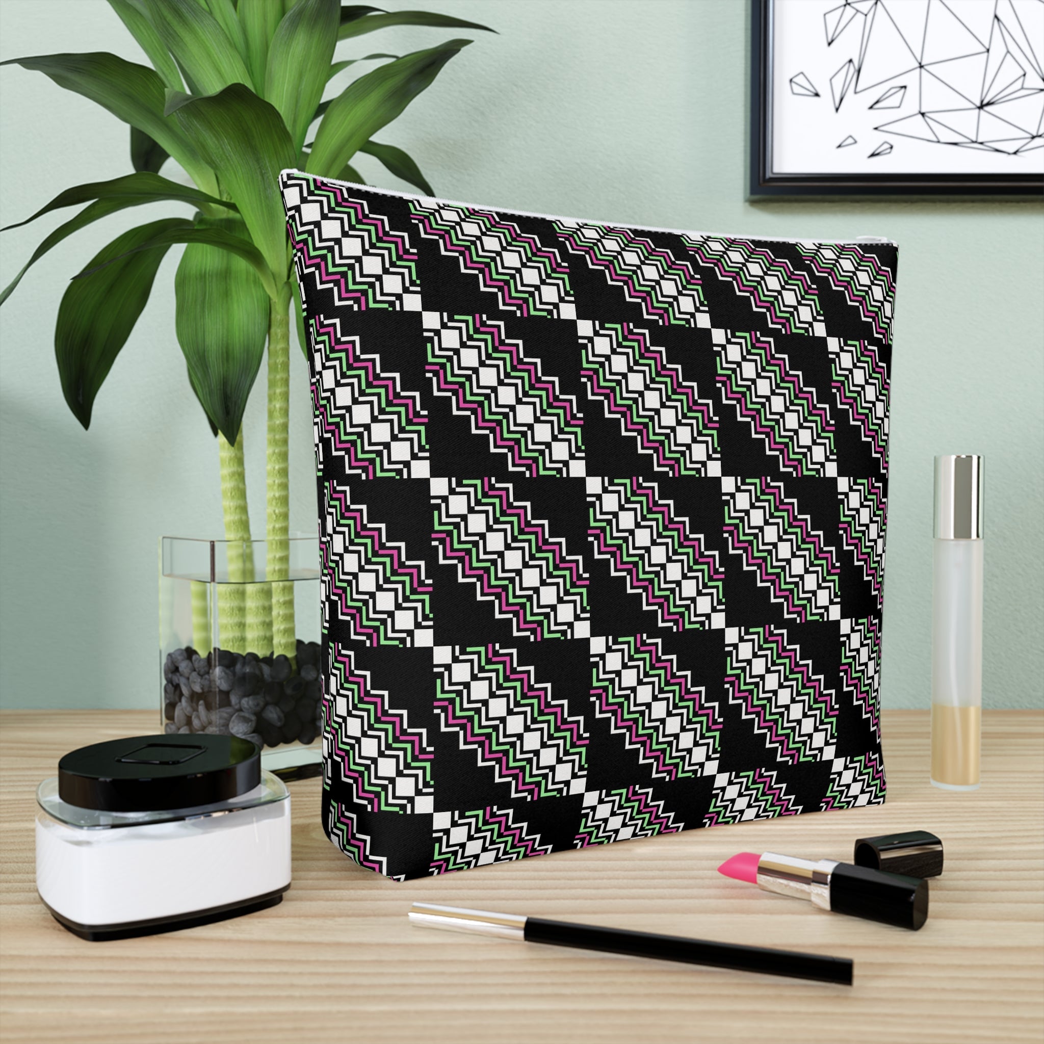 Chic Patterned Cotton Cosmetic Bag | Makeup Organizer, Travel Pouch, Cute Gift, Stylish Clutch, Everyday Essentials