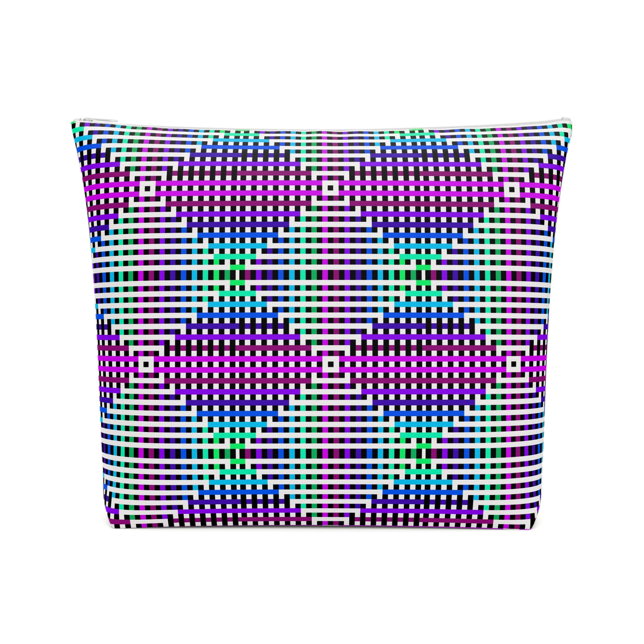 Vibrant Geometric Cosmetic Bag | Makeup Organizer, Travel Bag, Gift for Her, Toiletry Pouch, Purple Pattern
