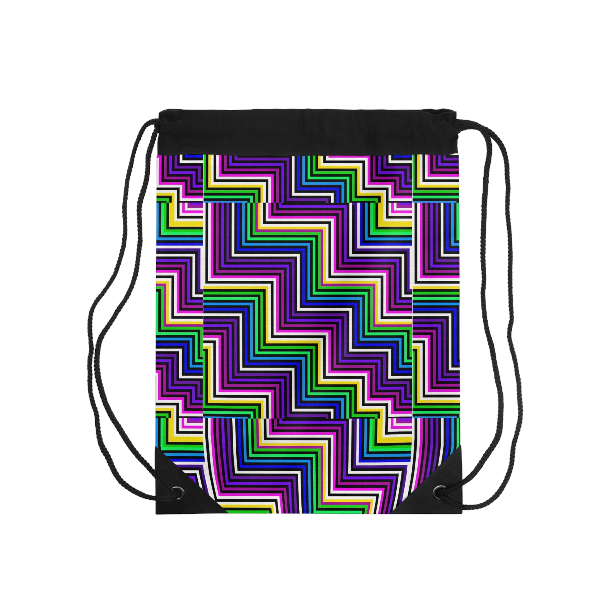 Colorful Geometric Drawstring Bag | Trendy Gym Bag, Stylish Backpack, Gift for Kids, Sports Gear, Weekend Outing Bag