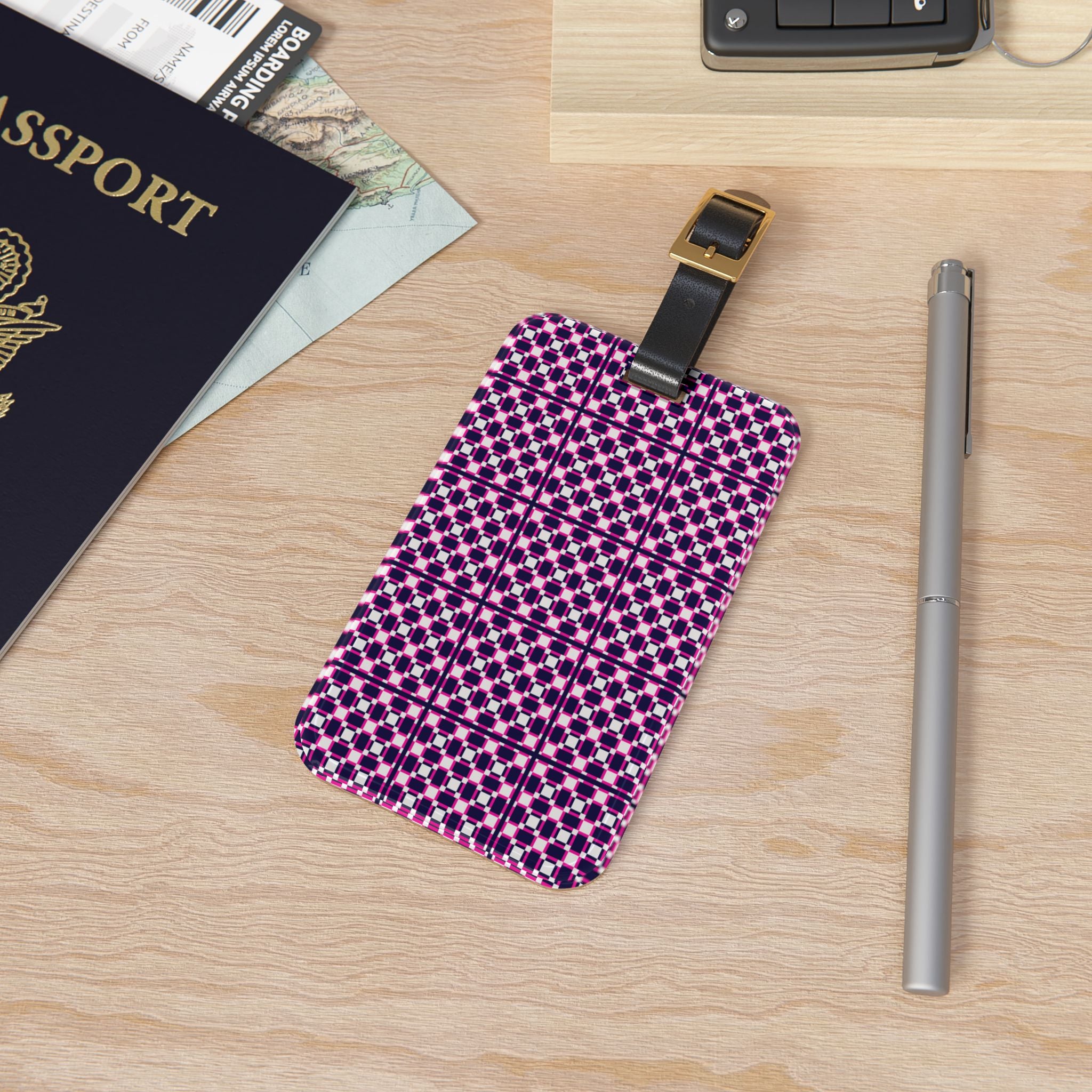 Chic Patterned Luggage Tag, Personalized Travel Accessory, Stylish Gift for Travelers, Birthday, Vacation, Holiday