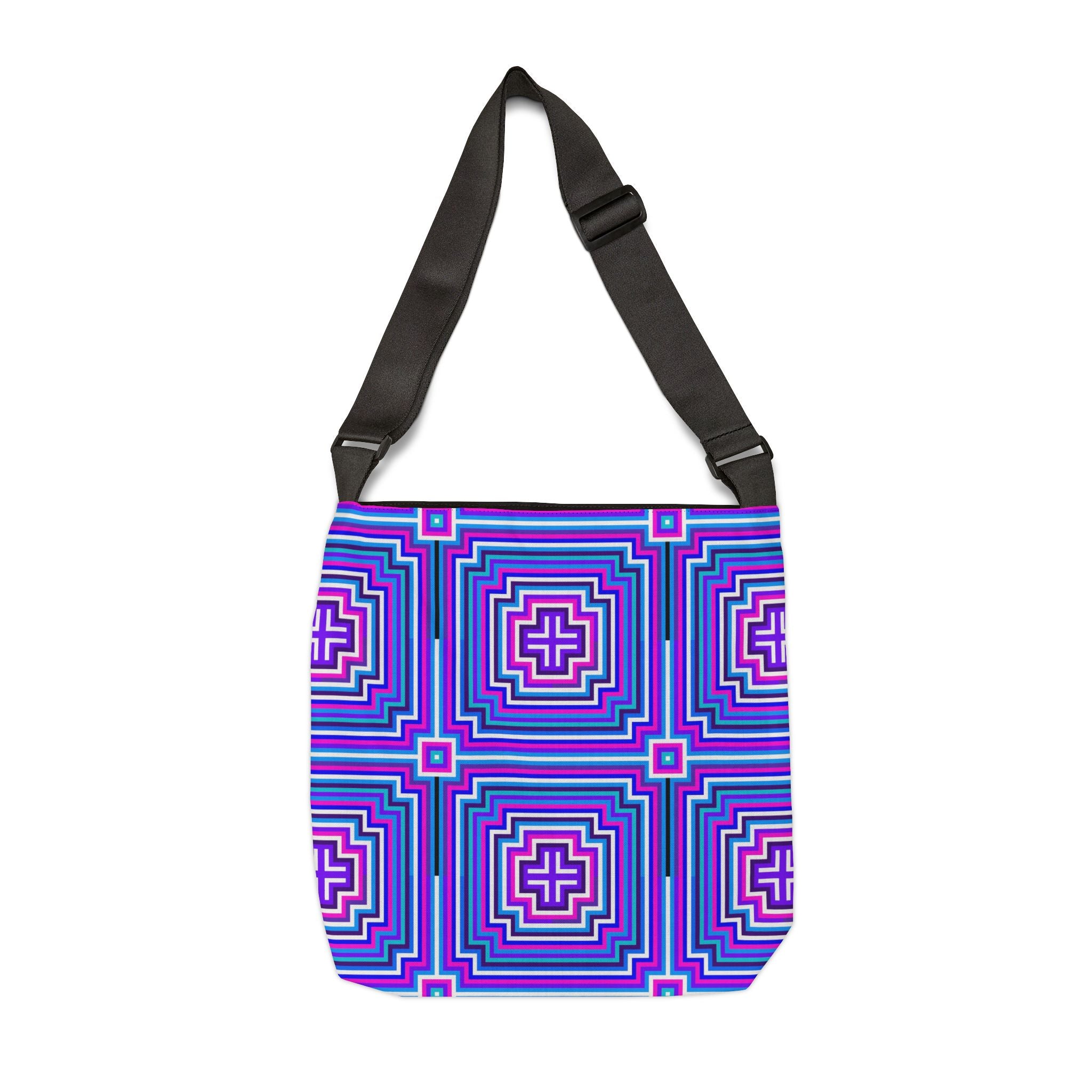 Vibrant Geometric Tote Bag, Adjustable Tote for Everyday Use, Stylish Shopping Bag, Boho Chic Messenger Bag, Perfect Gift for Any Occasion