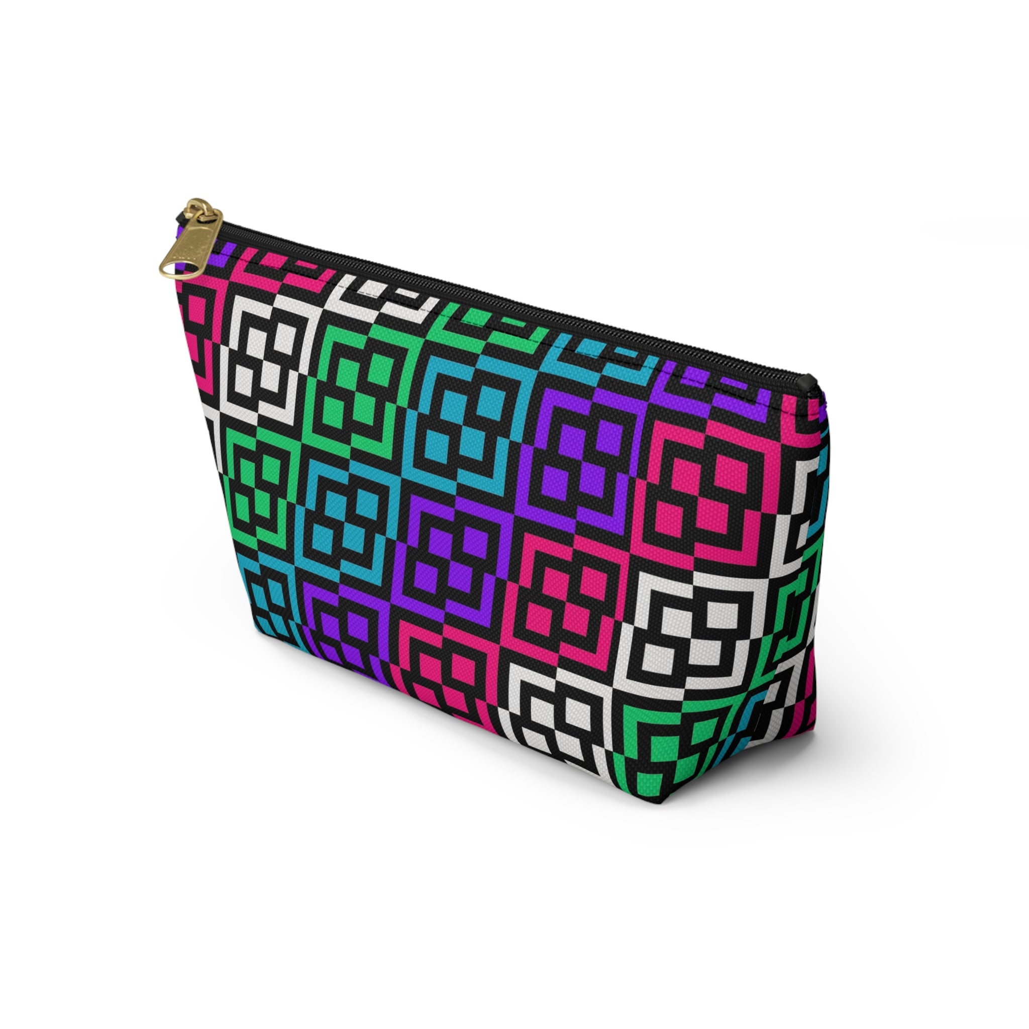 Colorful Geometric Accessory Pouch, Cosmetic Bag, Travel Organizer, Gift for Her, Fun Storage Solution