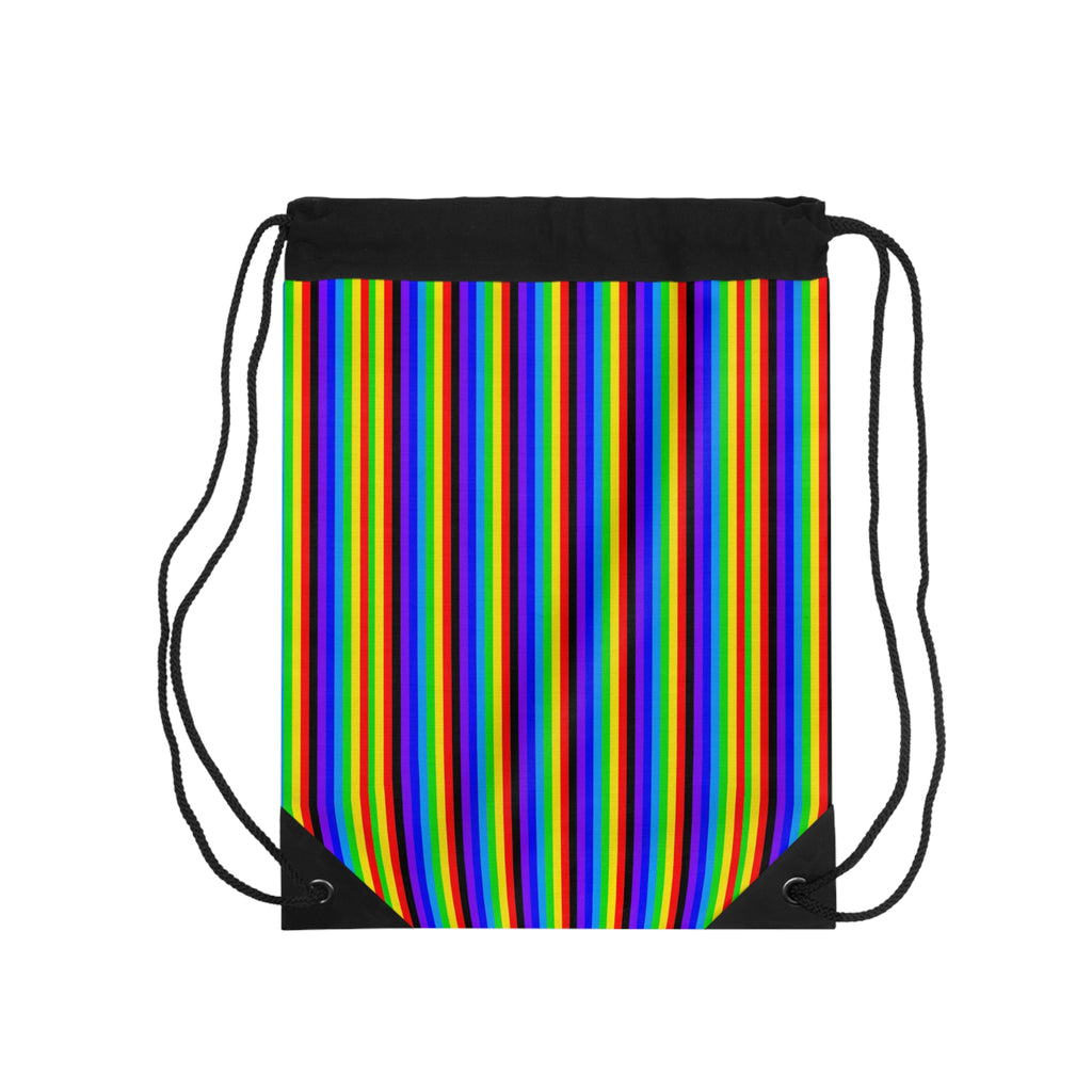Vibrant Striped Drawstring Bag, Colorful Gym Sack, Fun Tote for Festivals, Travel, Kids, and Everyday Use