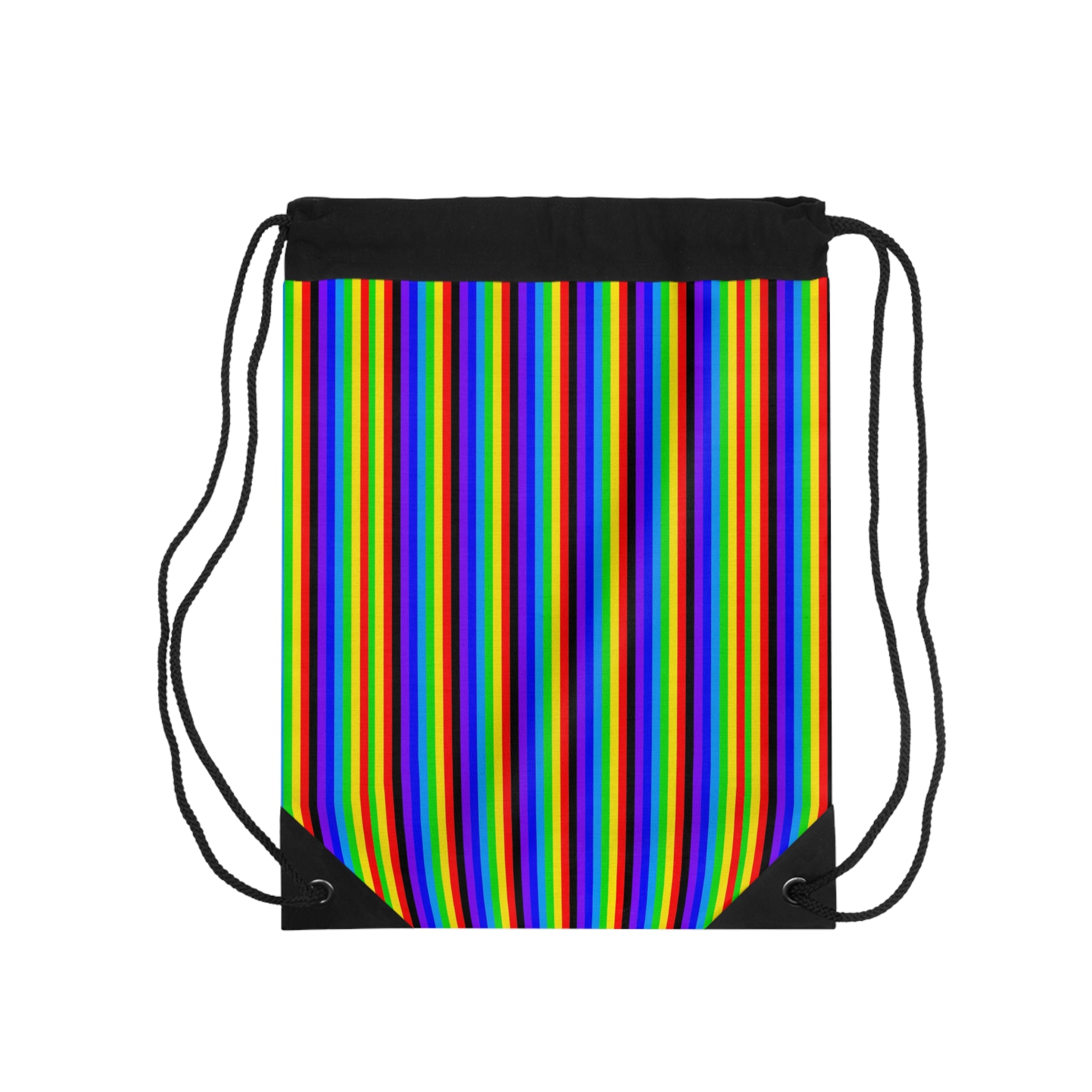 Vibrant Striped Drawstring Bag, Colorful Gym Sack, Fun Tote for Festivals, Travel, Kids, and Everyday Use