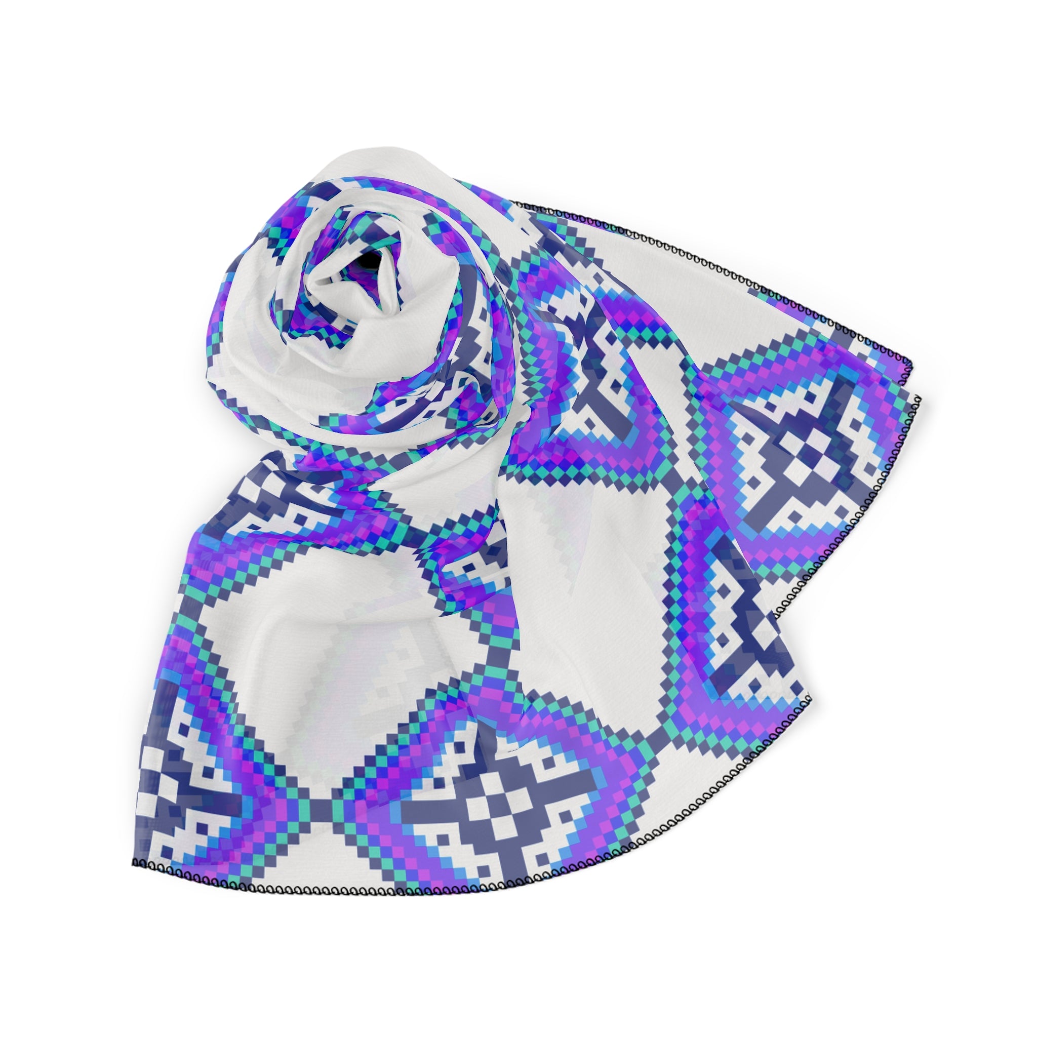 Colorful Geometric Poly Scarf, Lightweight Fashion Accessory, Gift for Her, Trendy Neck Wrap, Summer Style Statement