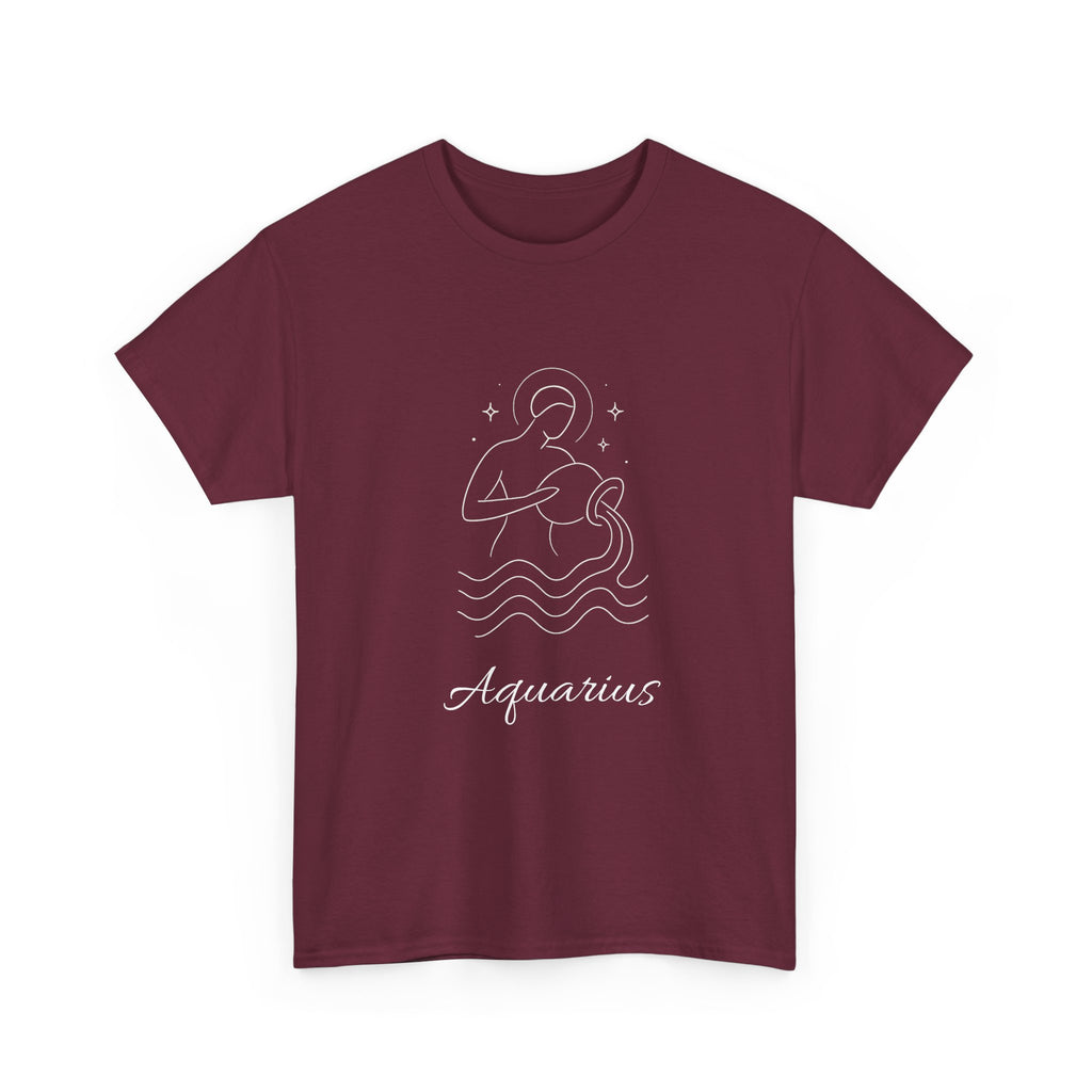 Aquarius Unisex Heavy Cotton Tee, Astrology Shirt, Zodiac Tee, Birthday Gift, Horoscope Apparel, Casual Wear