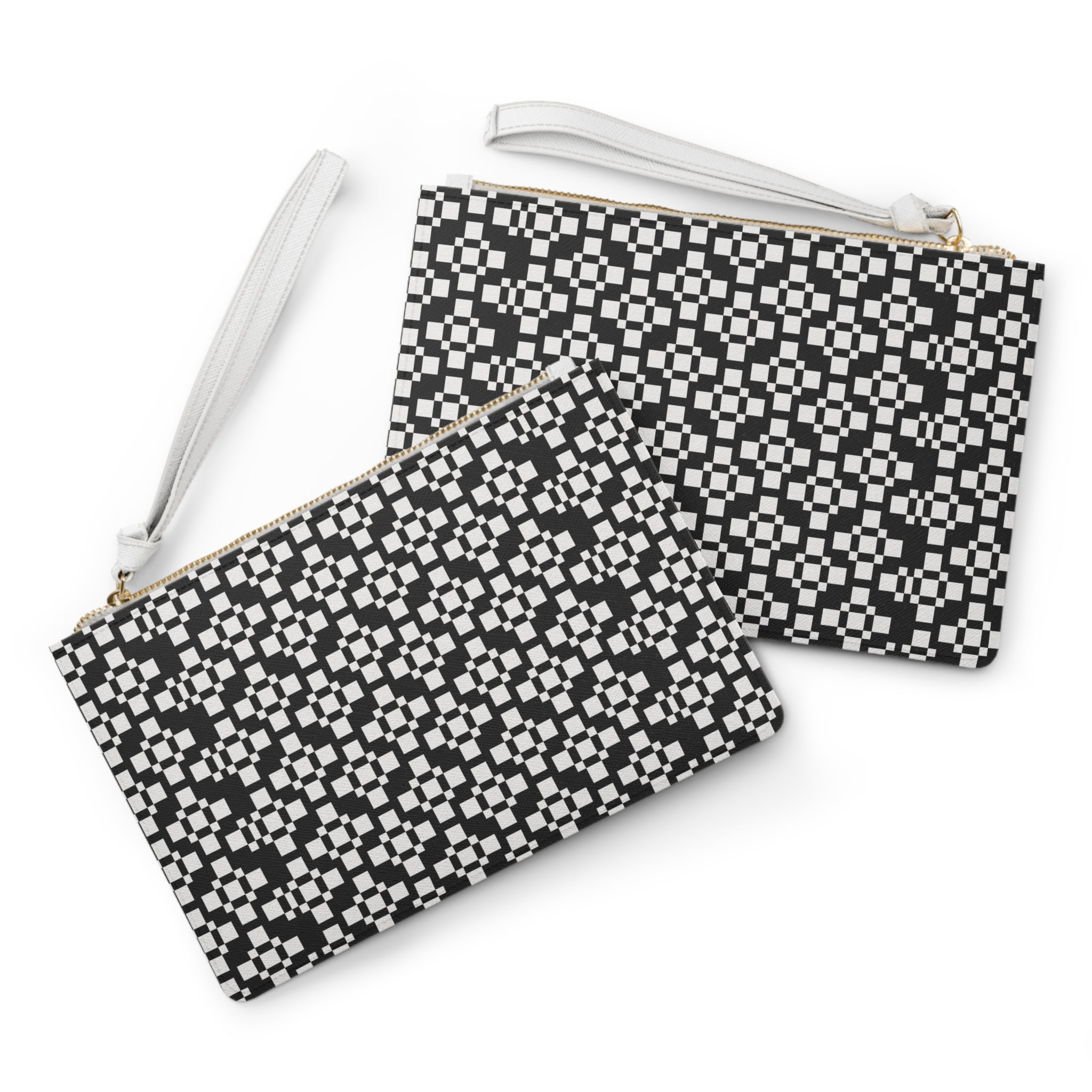 Chic Geometric Clutch Bag, Elegant Evening Handbag, Monochrome Wristlet, Fashionable Accessory, Modern Purse for Nights Out