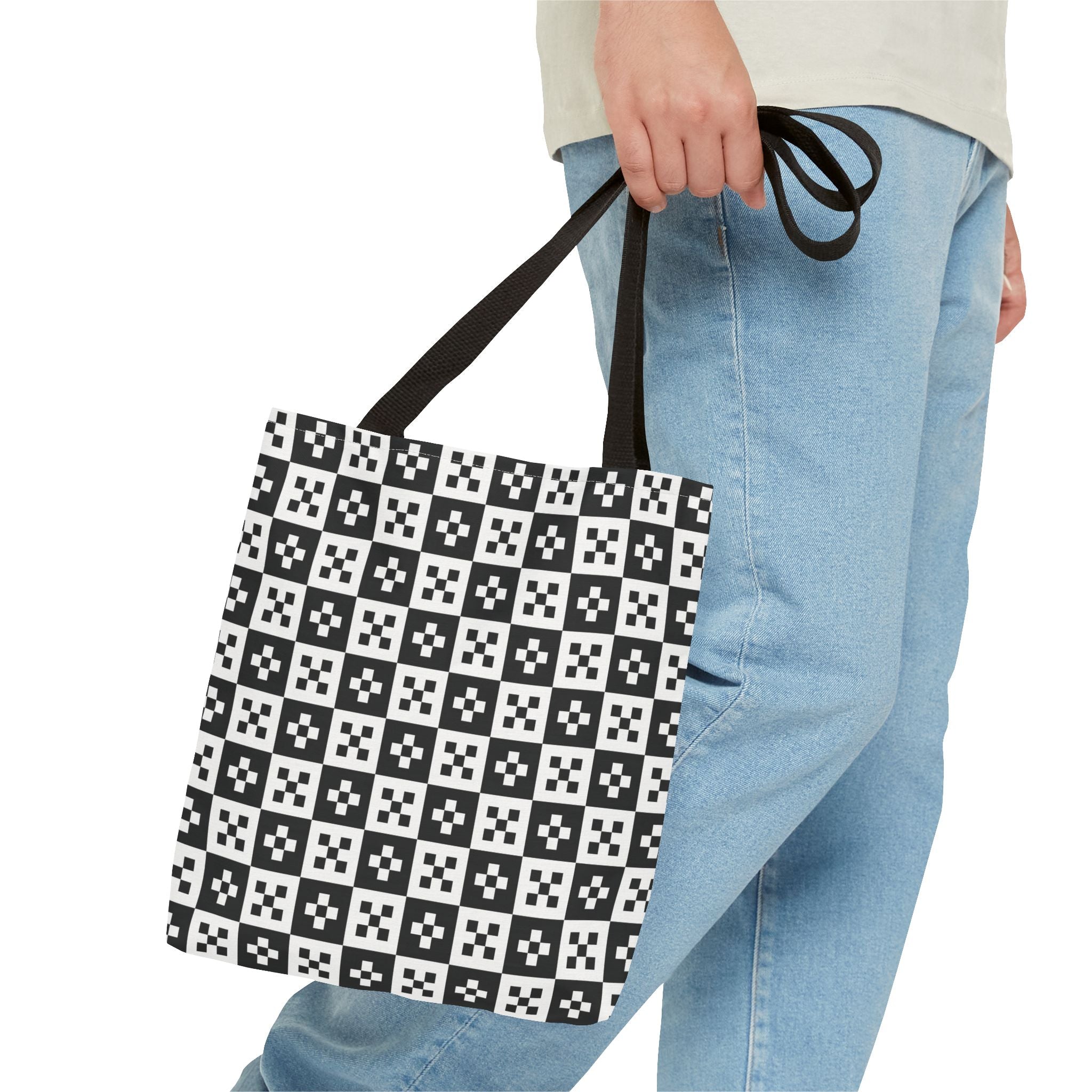 Stylish Checkerboard Tote Bag, Reusable Shopping Tote, Black and White Fashion Bag, Gift for Her, Eco-Friendly Bag, Beach Tote