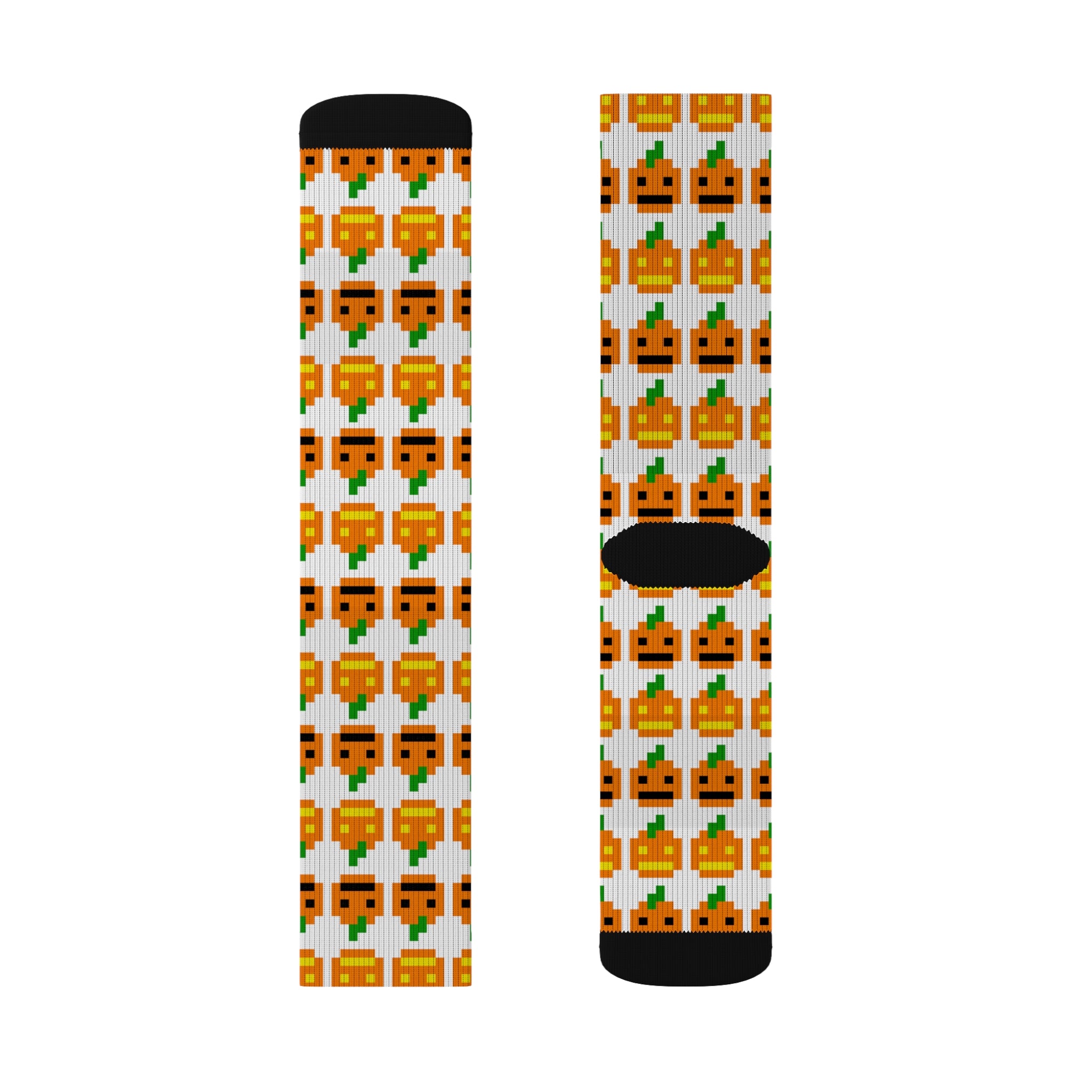 Festive Pumpkin Pattern Socks, Fun Fall Fashion, Gift for Halloween, Cozy Autumn Wear, Sublimation Design Socks